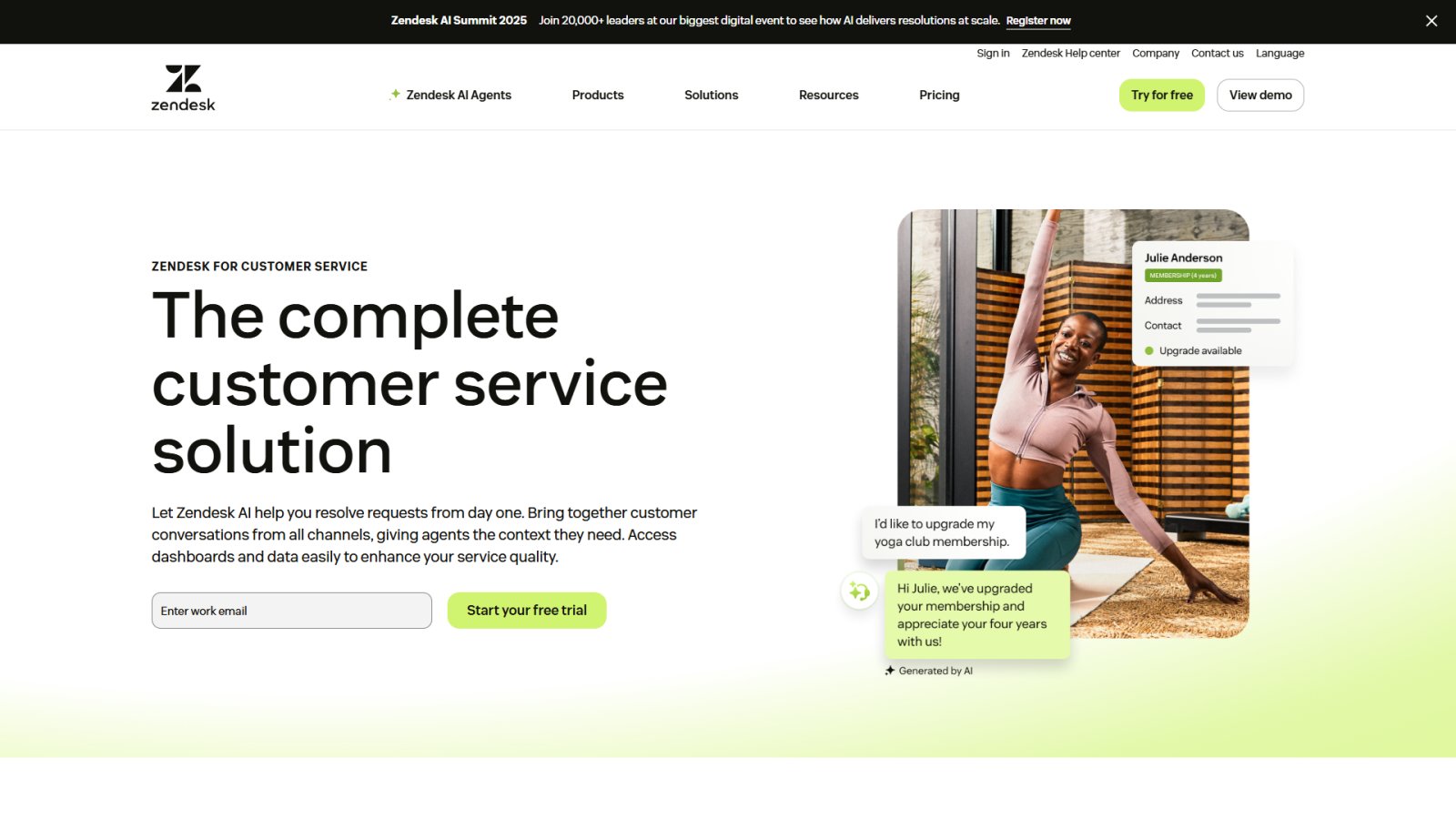 Zendesk Service Suite нейросеть Главная страница