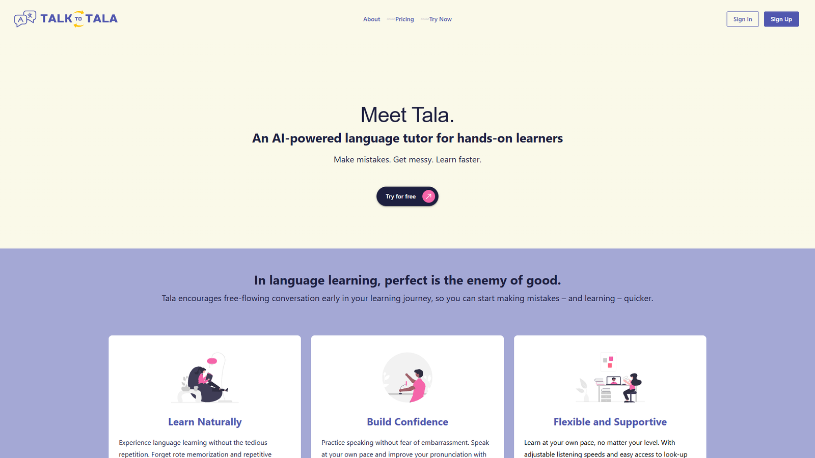 Talk to Tala — интерфейс нейросети Talk to Tala — интерфейс нейросети
