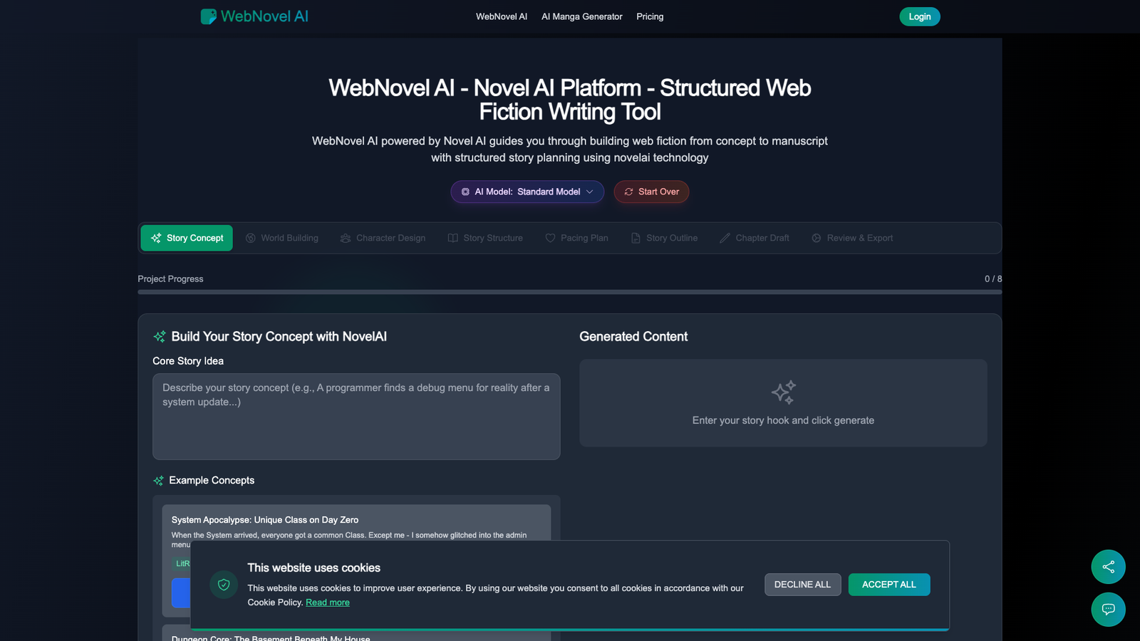 WebNovel AI — интерфейс нейросети WebNovel AI — интерфейс нейросети