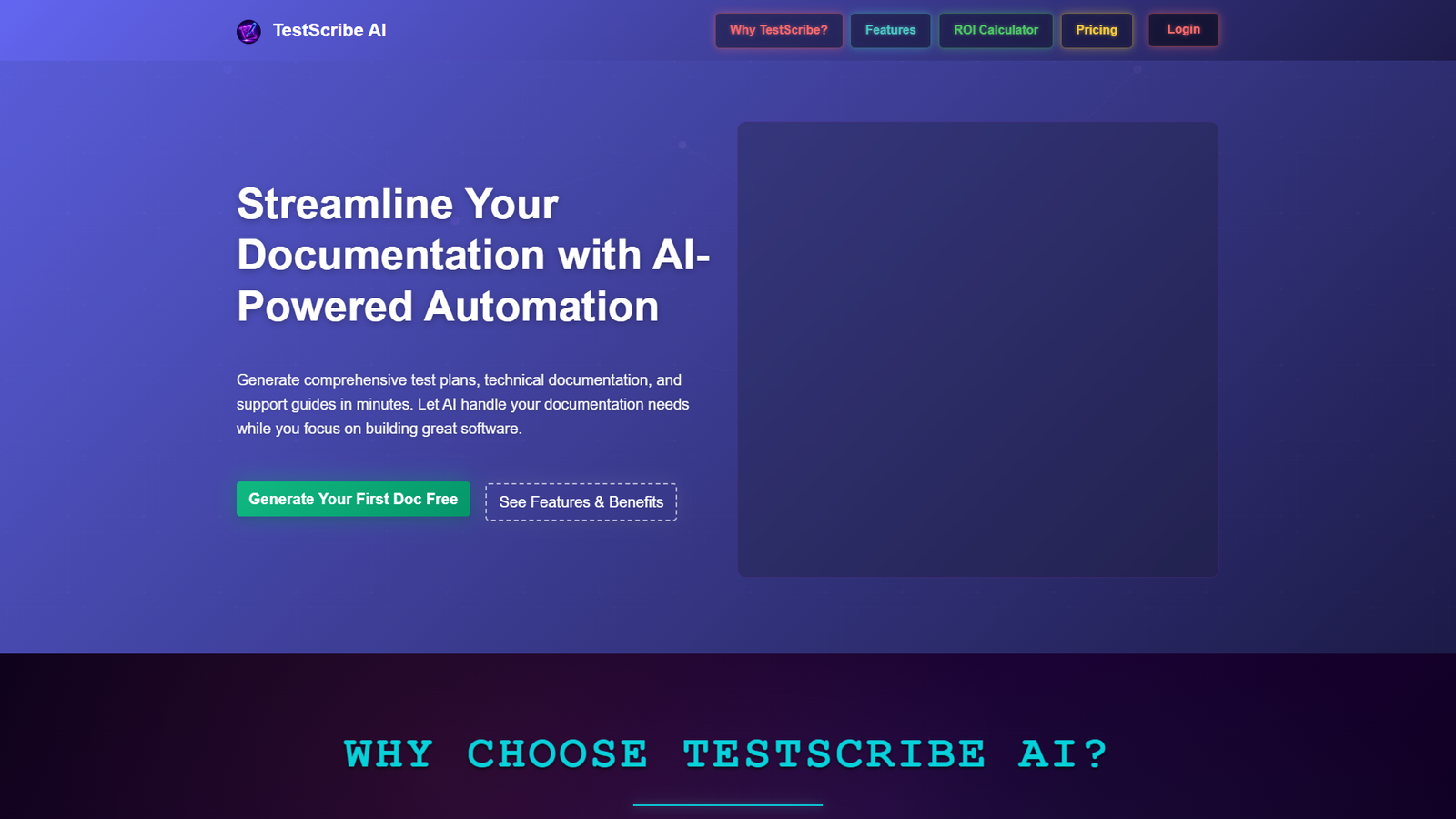 TestScribe AI — интерфейс нейросети TestScribe AI — интерфейс нейросети