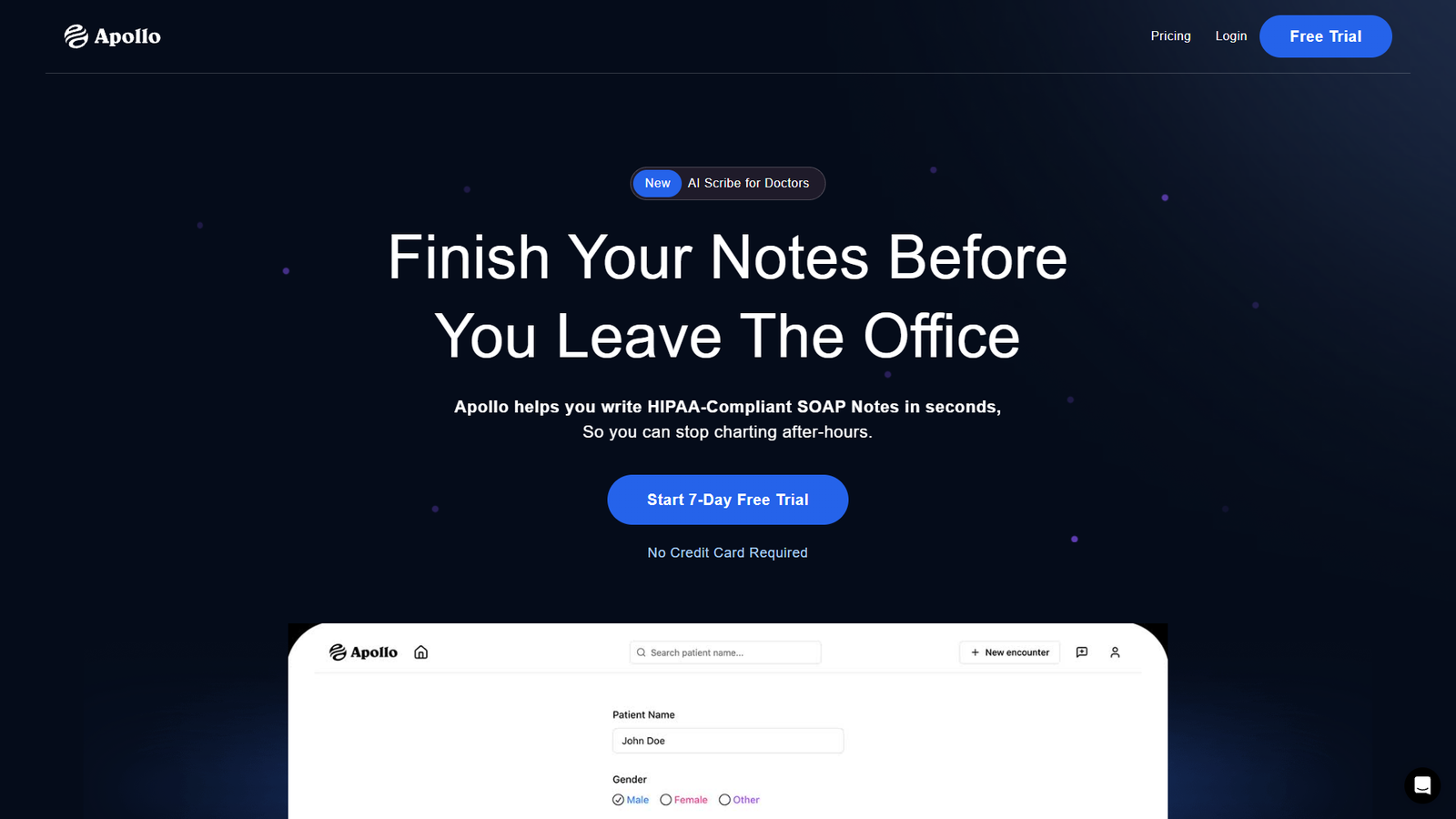 Apollo AI SOAP Notes — интерфейс нейросети Apollo AI SOAP Notes — интерфейс нейросети