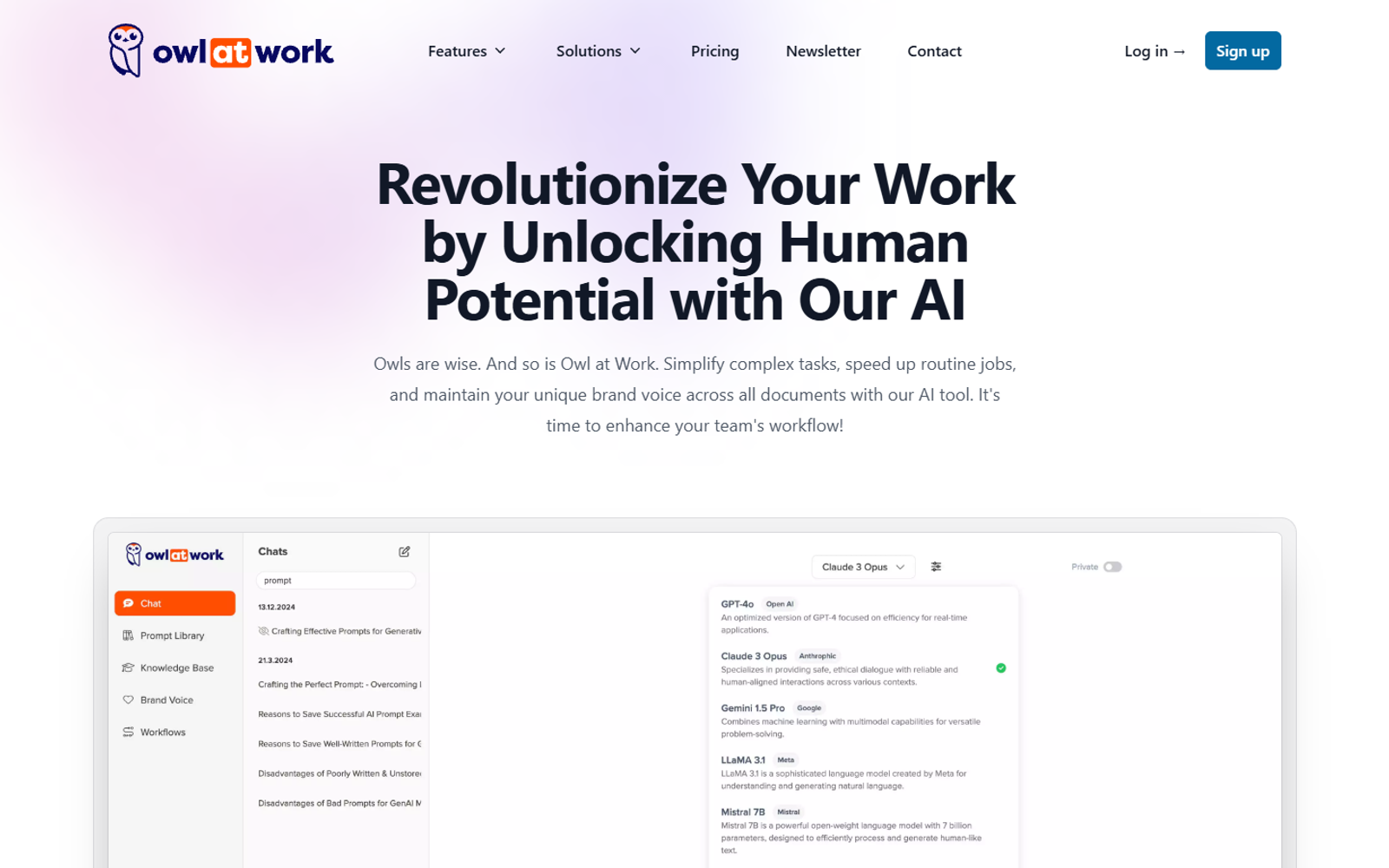Owl at Work — интерфейс нейросети Owl at Work — интерфейс нейросети