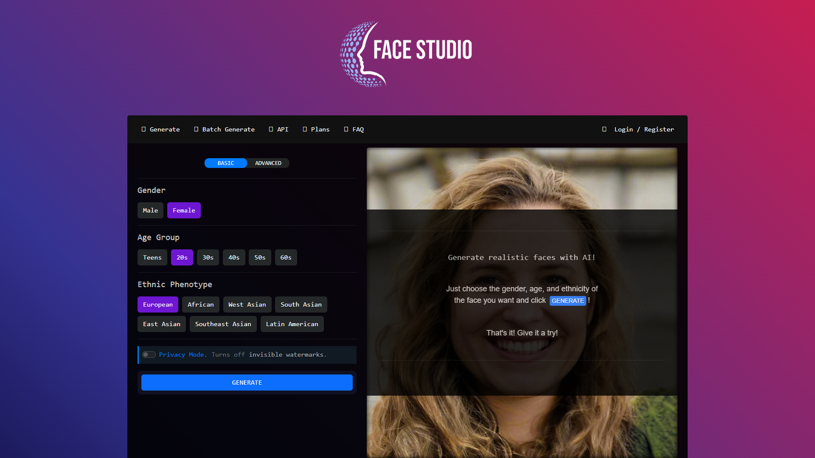 Face Studio — интерфейс нейросети Face Studio — интерфейс нейросети