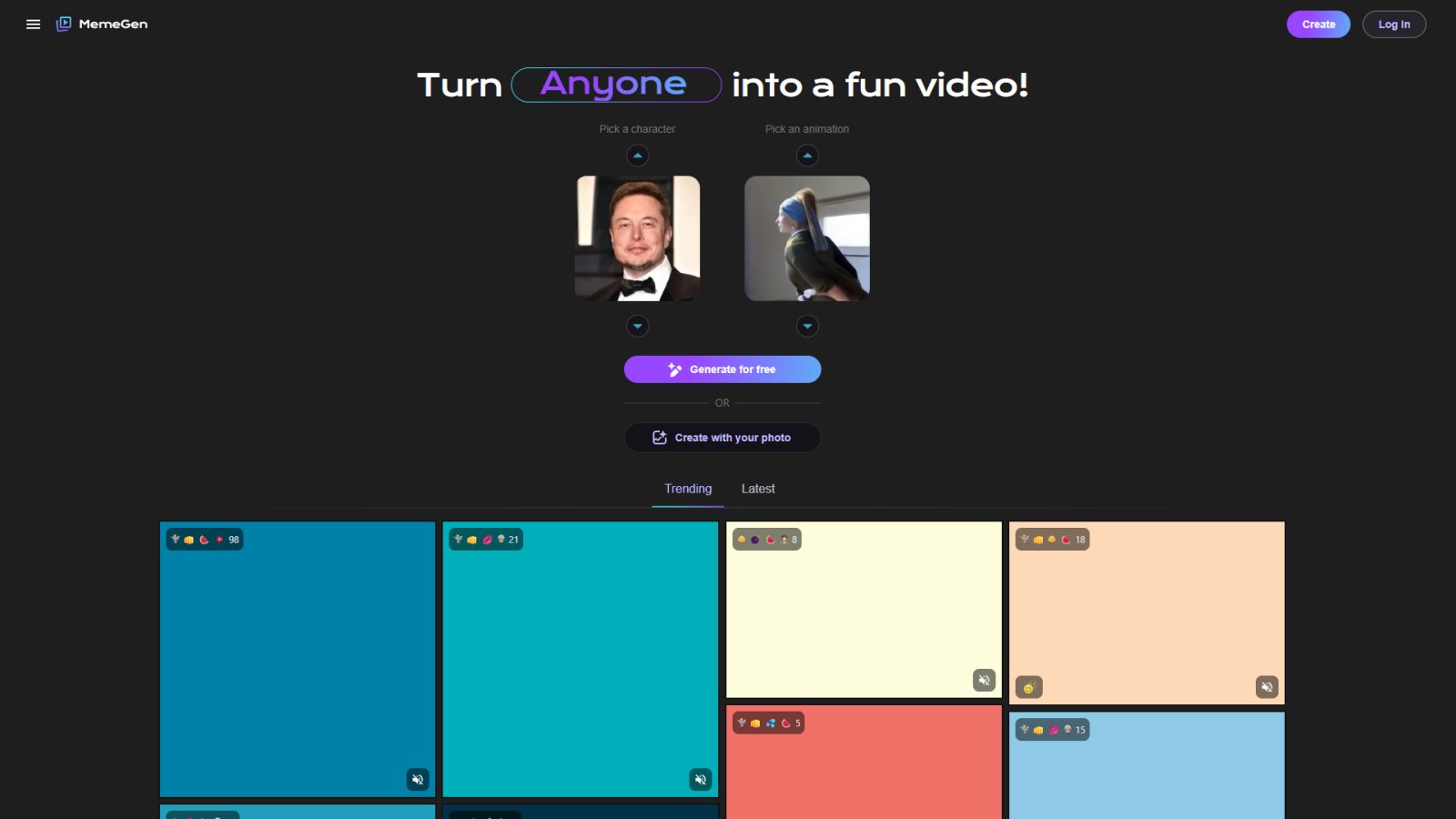 MemeGen AI нейросеть Главная страница