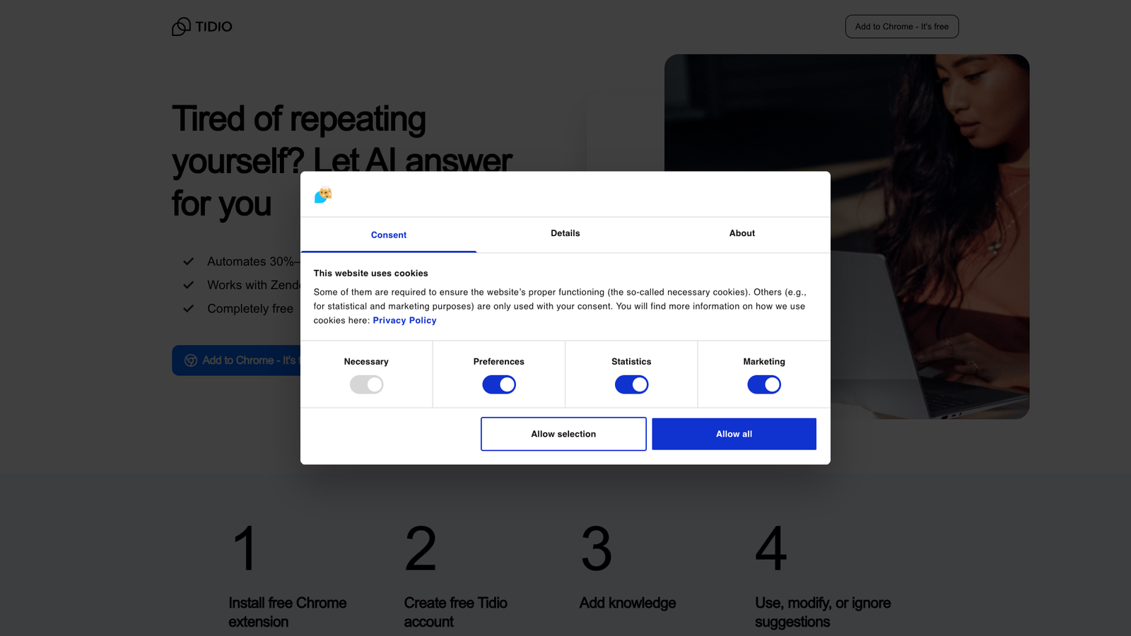 Tidio Copilot — интерфейс нейросети Tidio Copilot — интерфейс нейросети