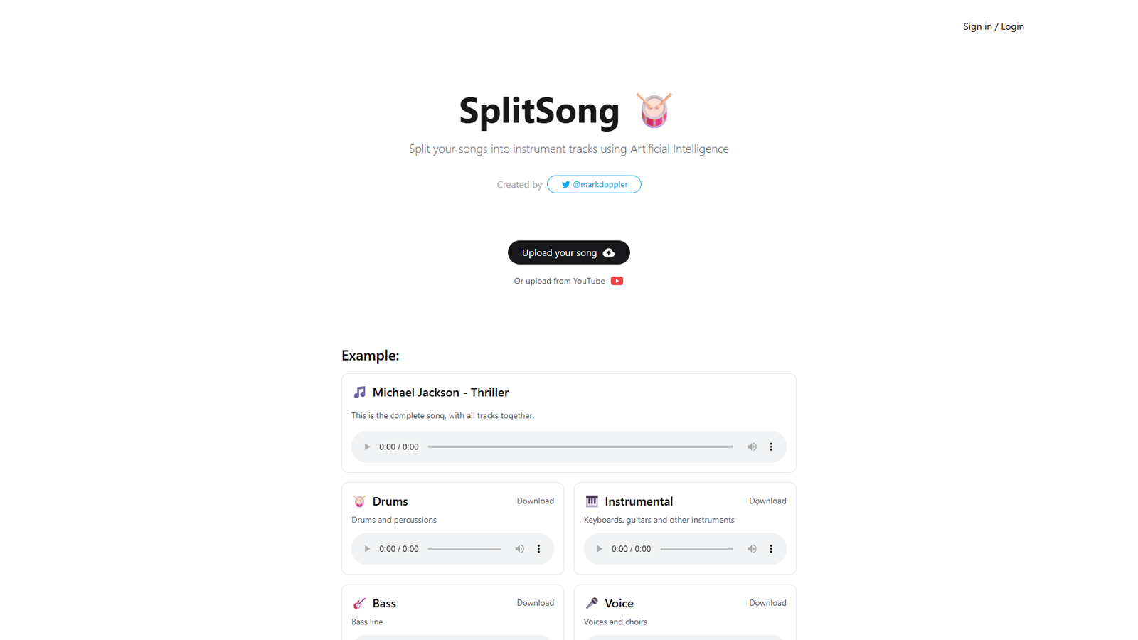 SplitSong — интерфейс нейросети SplitSong — интерфейс нейросети