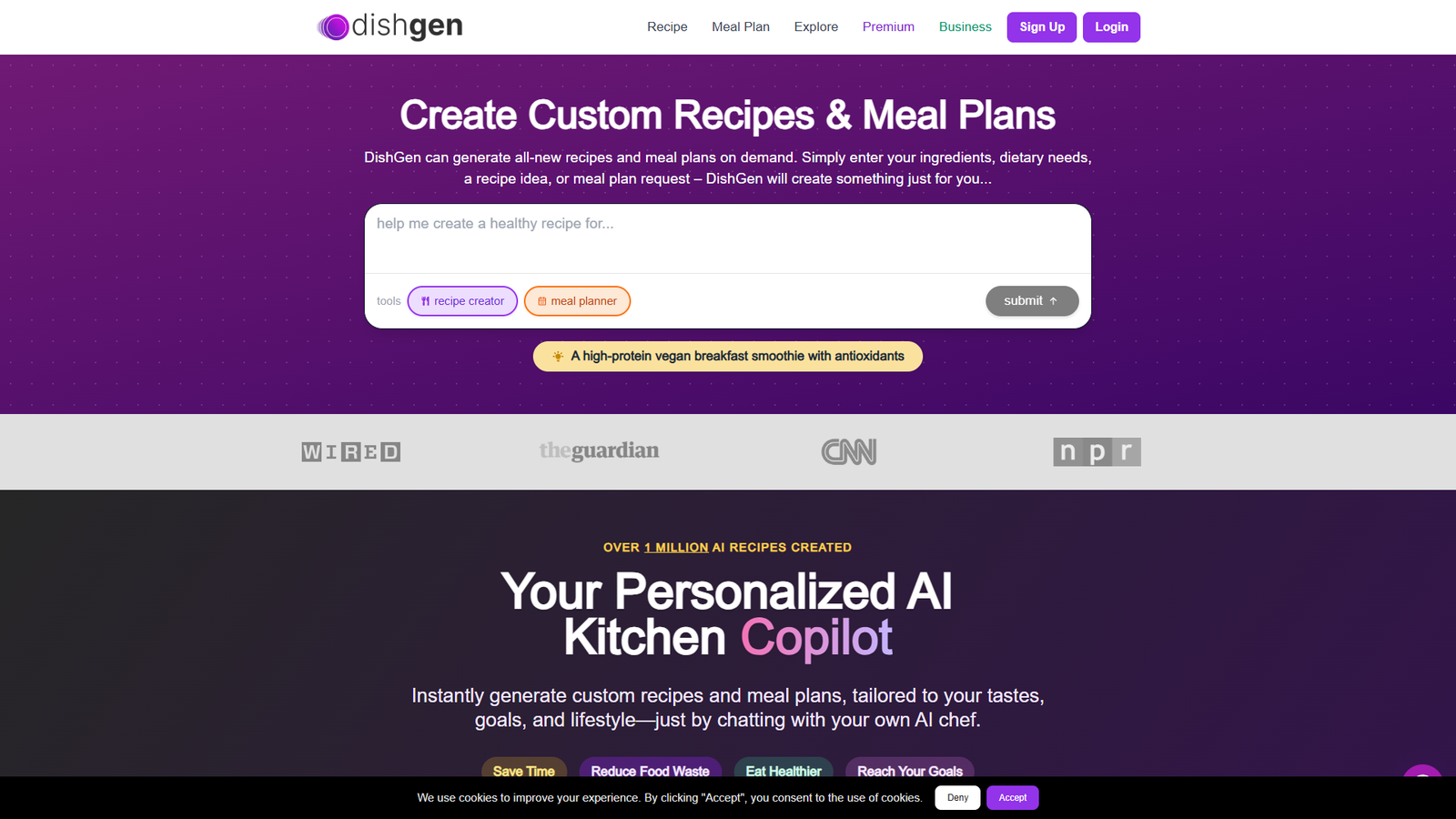 DishGen AI Recipe Generator — интерфейс нейросети DishGen AI Recipe Generator — интерфейс нейросети