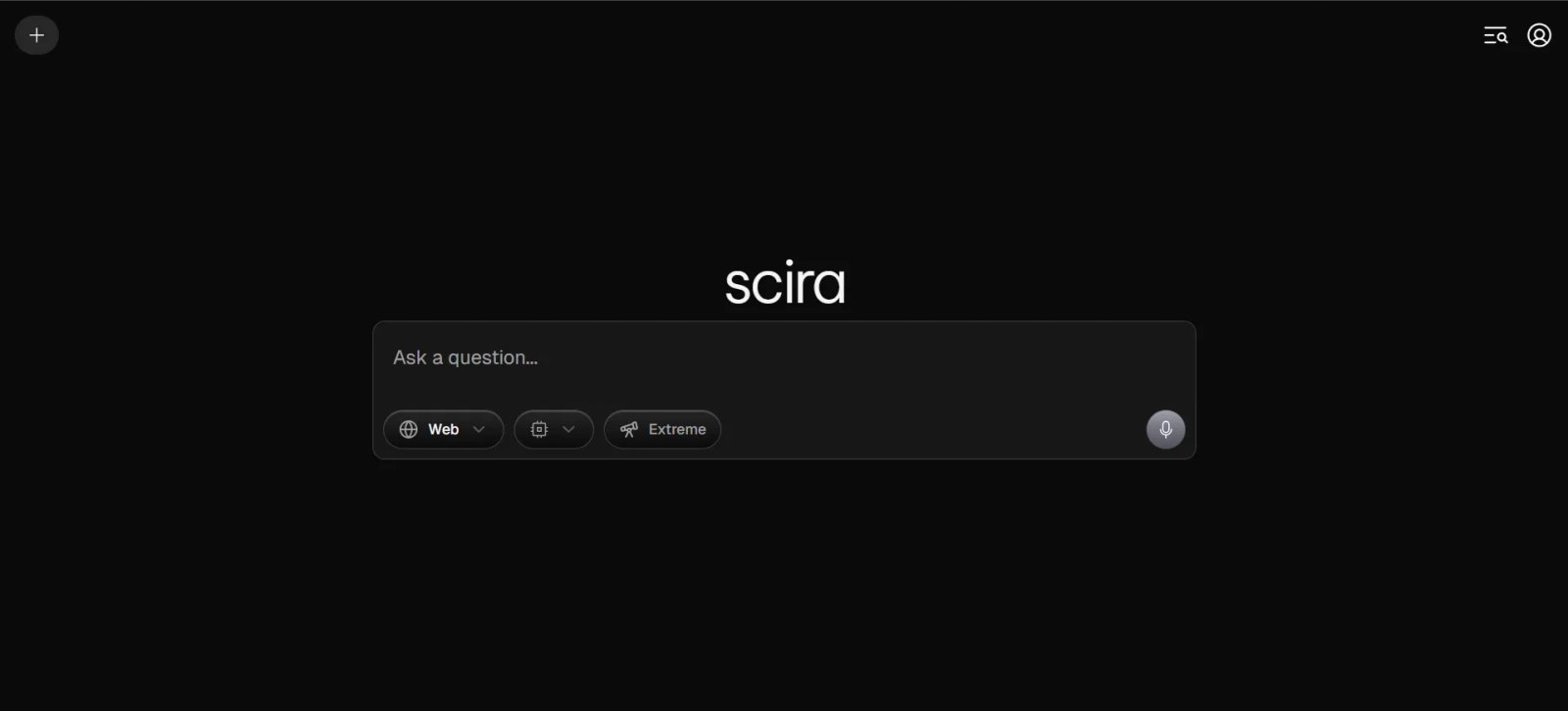 Scira AI Главная страница