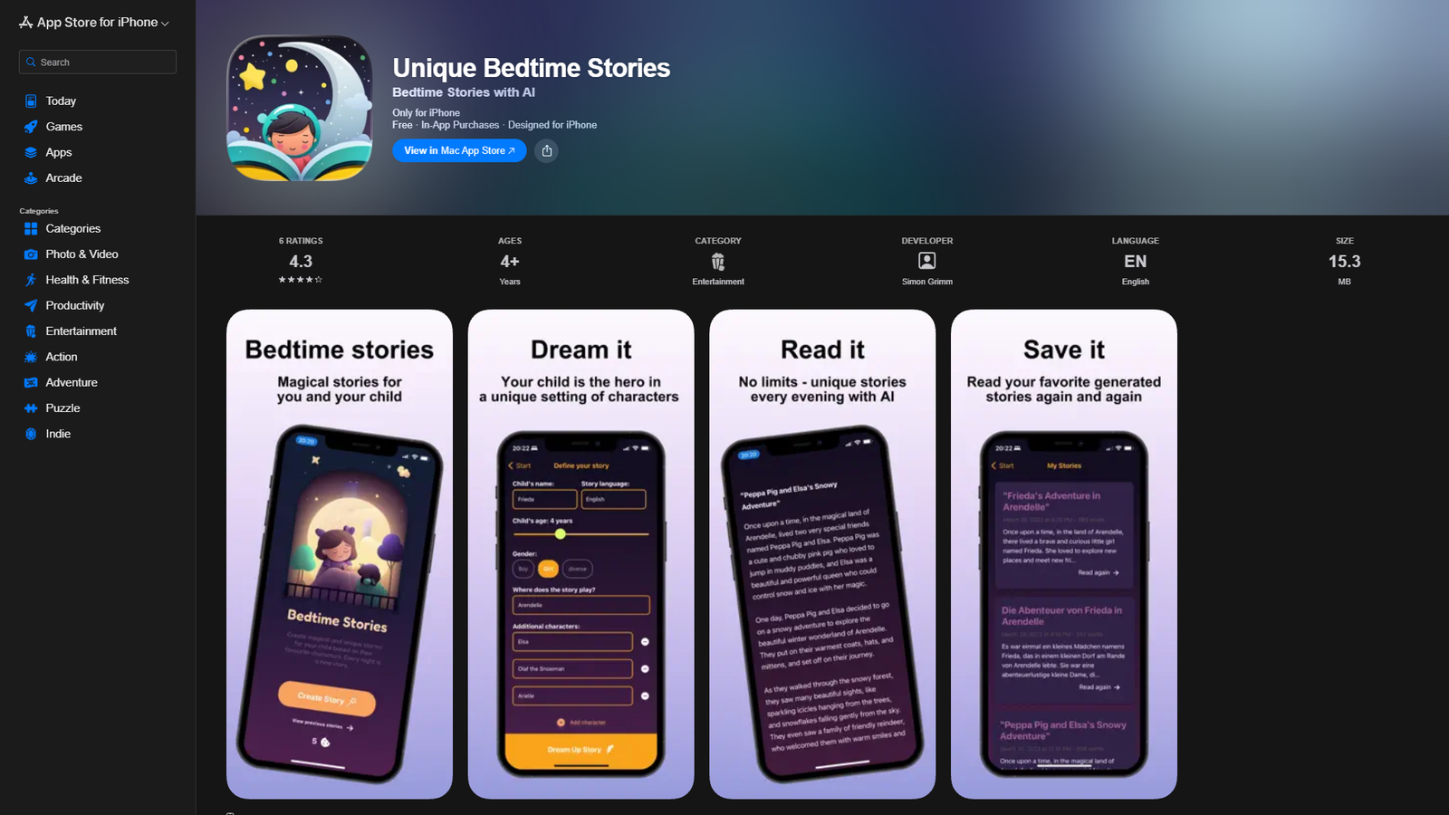 Unique Bedtime Stories — интерфейс нейросети Unique Bedtime Stories — интерфейс нейросети