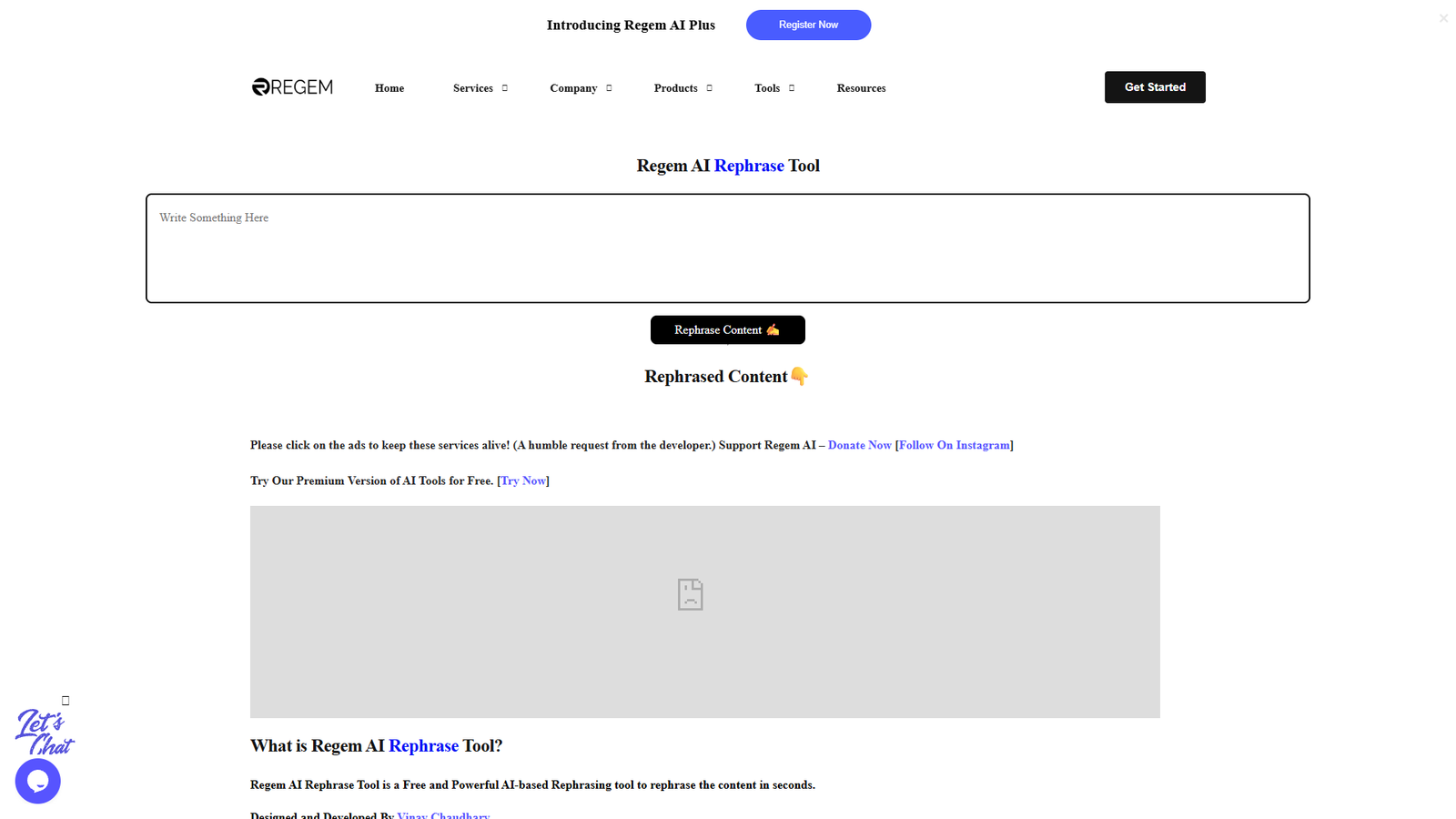 Regem AI Rephrase Tool — интерфейс нейросети Regem AI Rephrase Tool — интерфейс нейросети