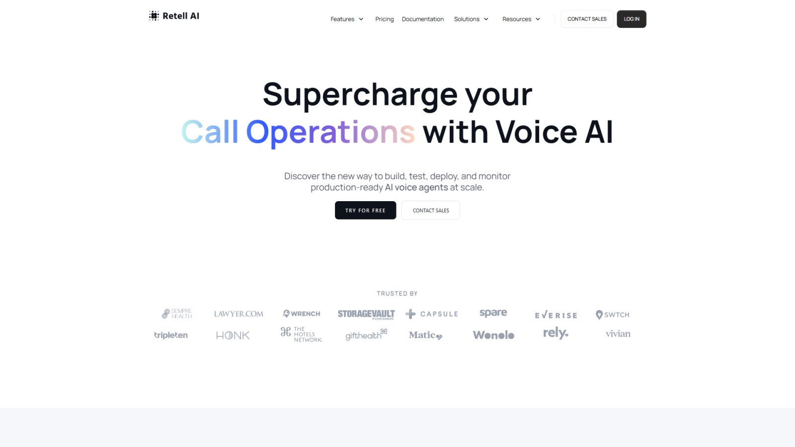 Retell AI нейросеть Главная страница
