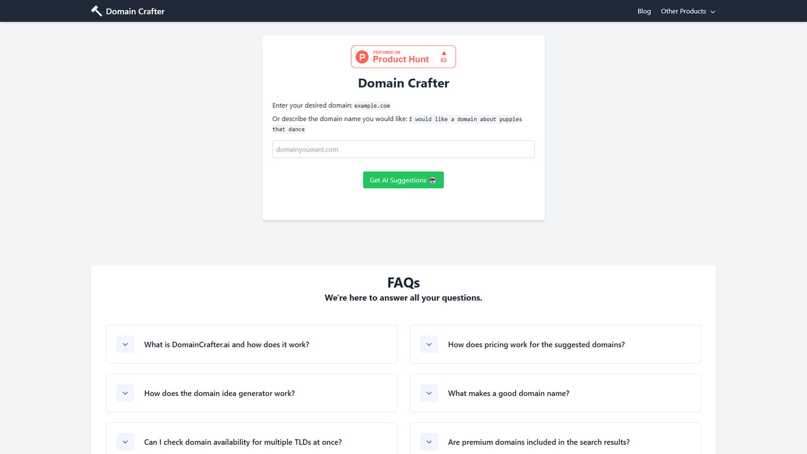 Domain Crafter — интерфейс нейросети Domain Crafter — интерфейс нейросети