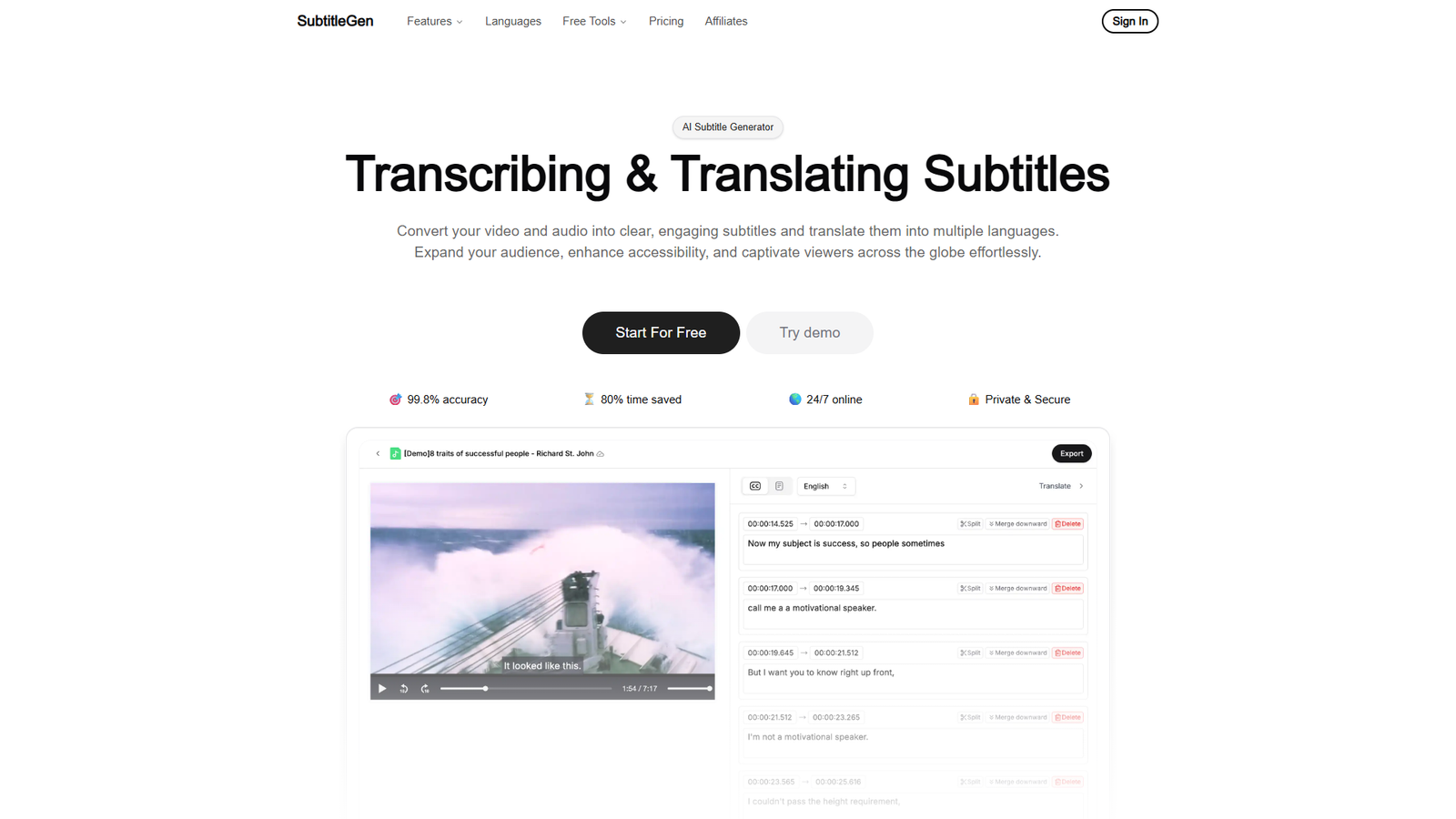 SubtitleGen — интерфейс нейросети SubtitleGen — интерфейс нейросети