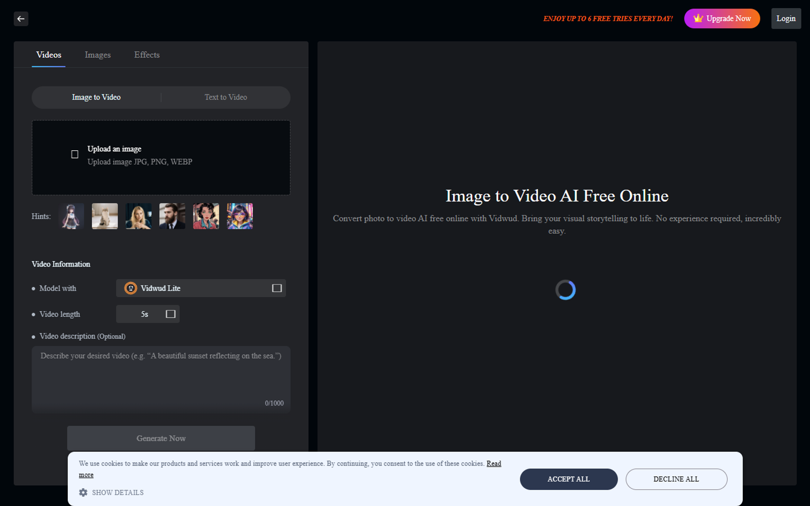 Vidwud Image to Video — интерфейс нейросети Vidwud Image to Video — интерфейс нейросети