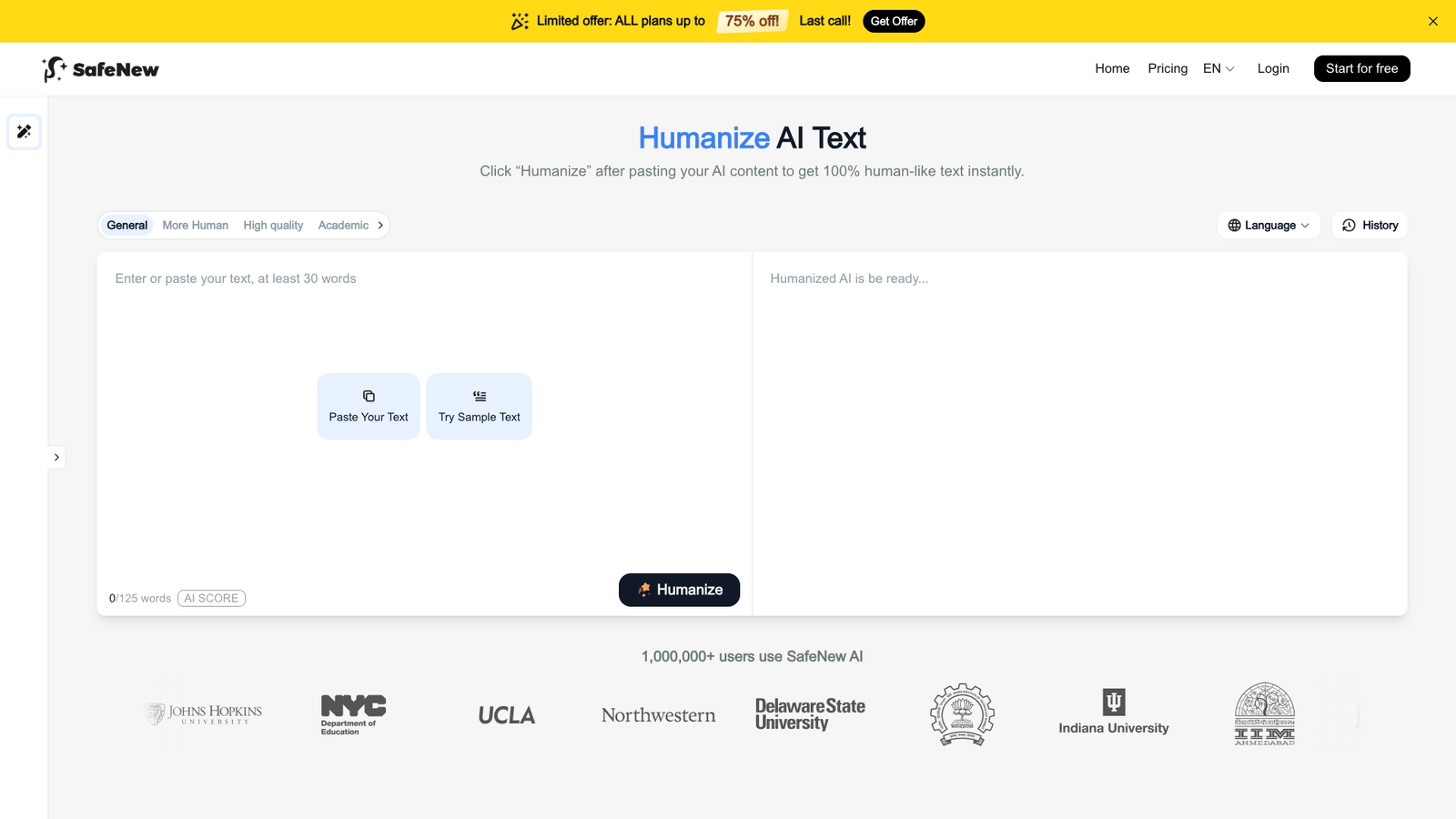 SafeNew AI — интерфейс нейросети