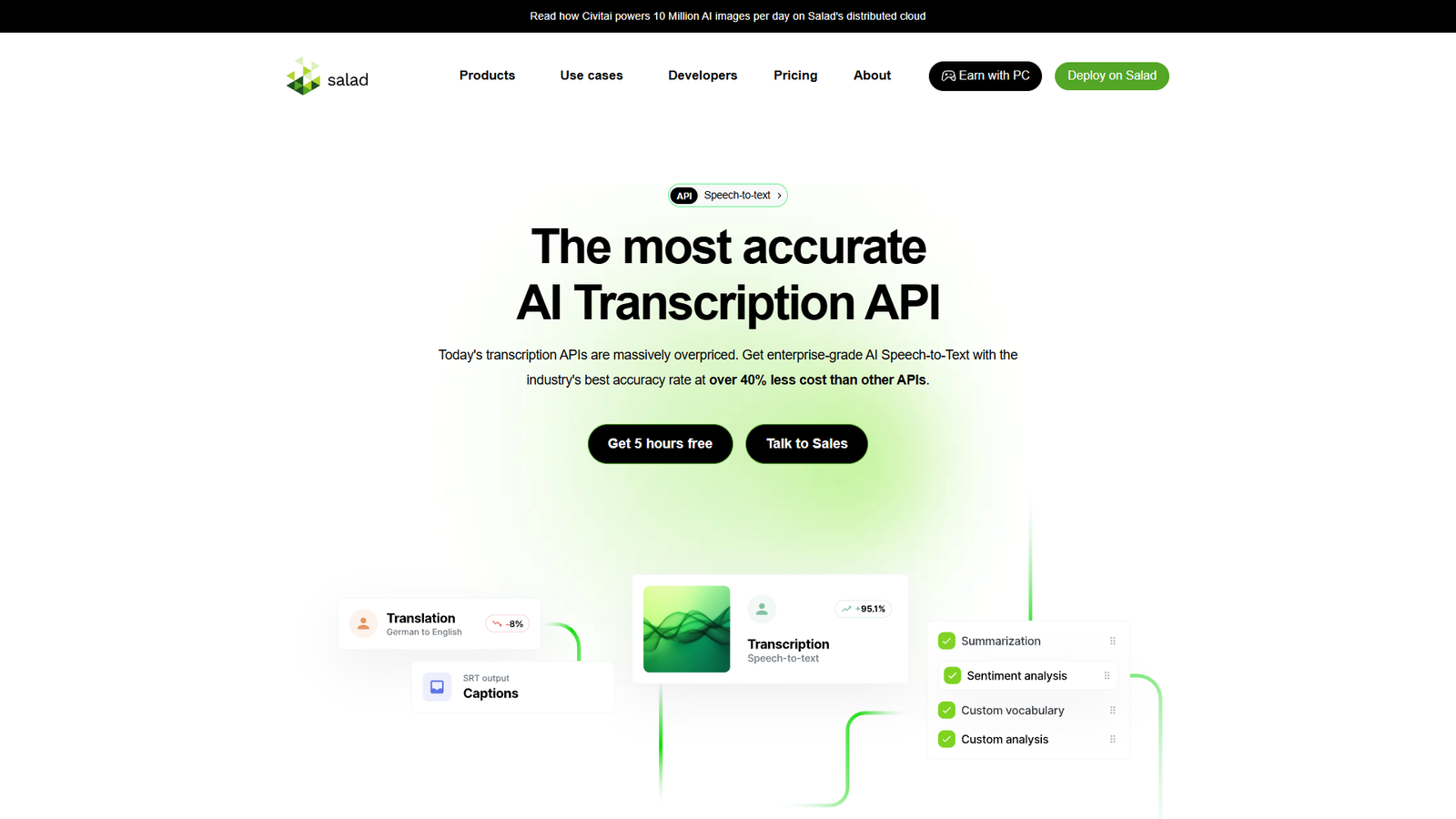 Salad Transcription API — интерфейс нейросети Salad Transcription API — интерфейс нейросети