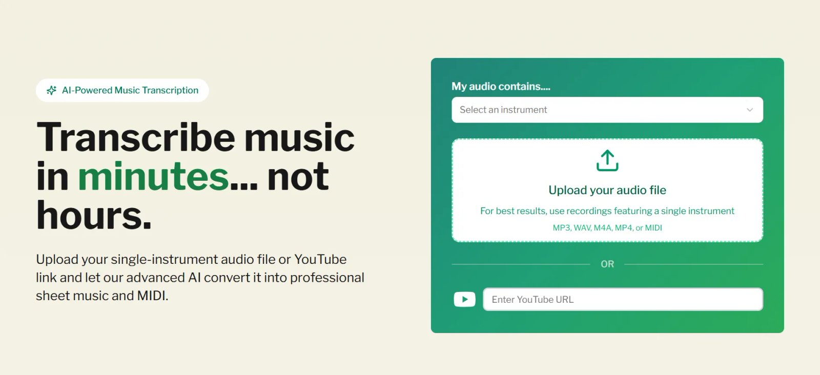 Songscription AI Главная страница