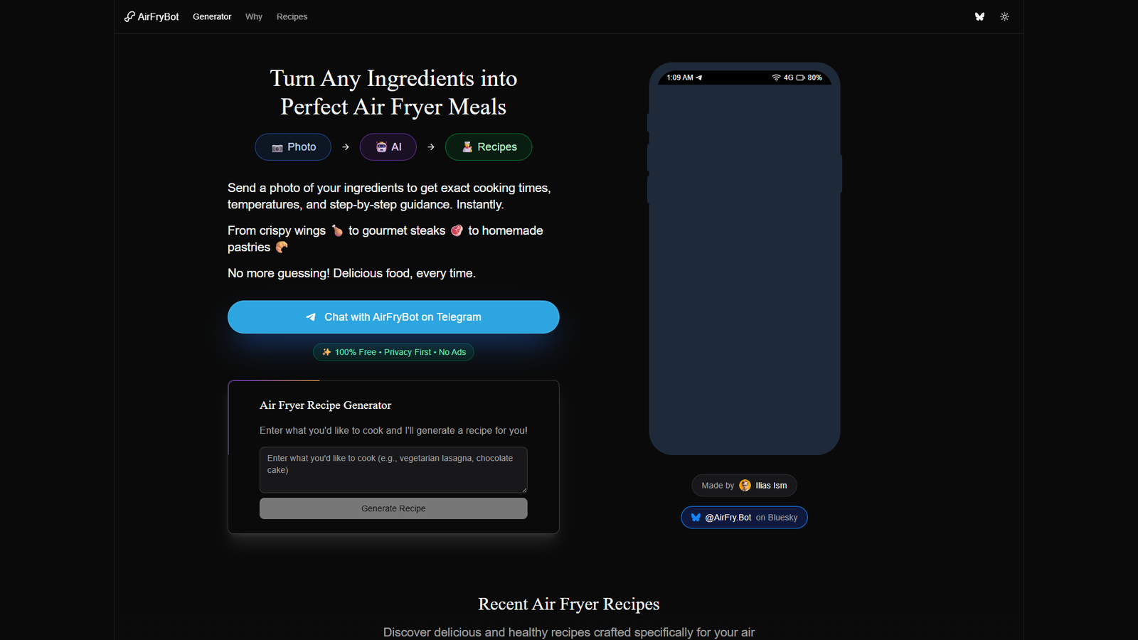 AirFryBot — интерфейс нейросети AirFryBot — интерфейс нейросети