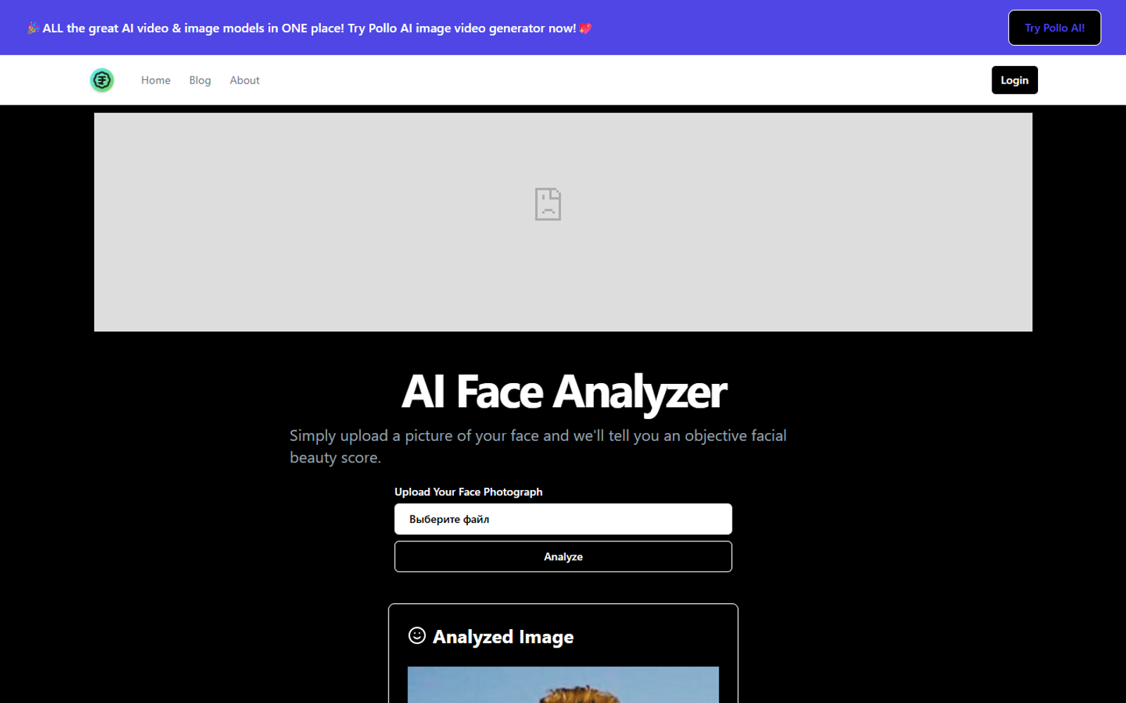 AI Face Analyzer — интерфейс нейросети AI Face Analyzer — интерфейс нейросети