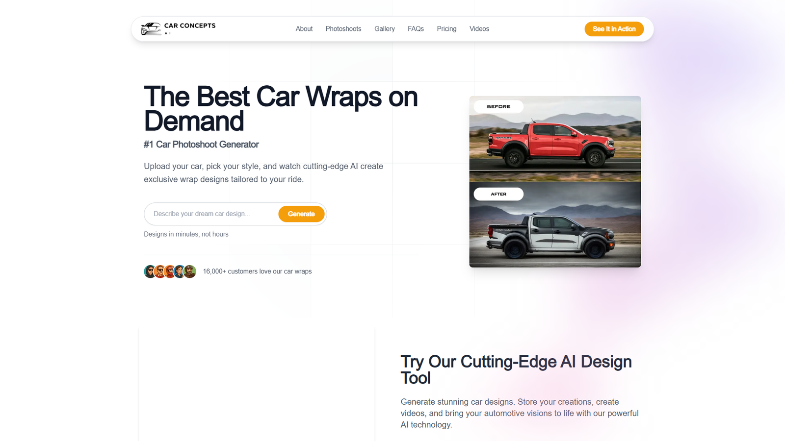 Car Concepts AI — интерфейс нейросети Car Concepts AI — интерфейс нейросети
