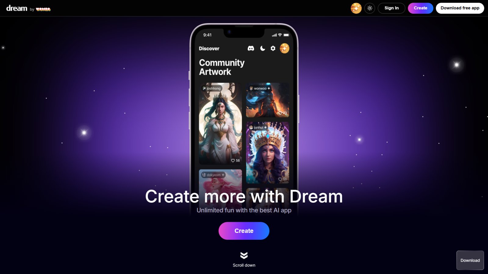 Dream by WOMBO нейросеть Главная страница