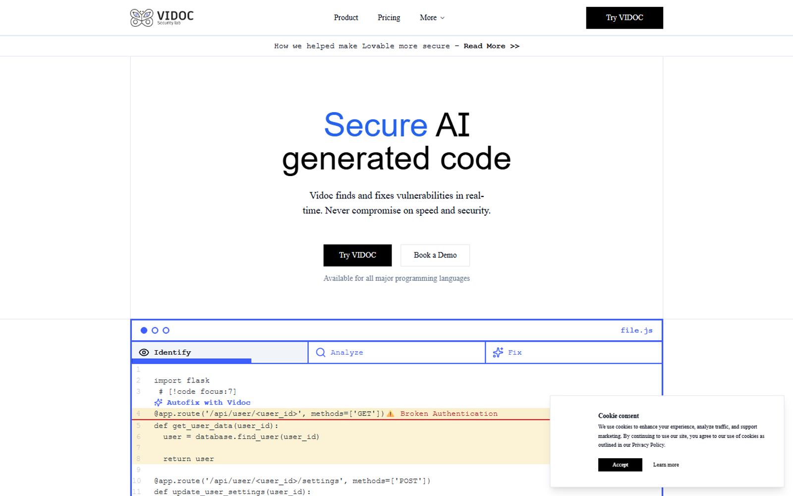 Vidoc Security Lab — интерфейс нейросети Vidoc Security Lab — интерфейс нейросети