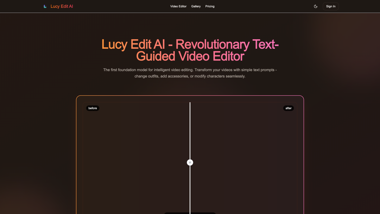 Lucy Edit AI — интерфейс нейросети