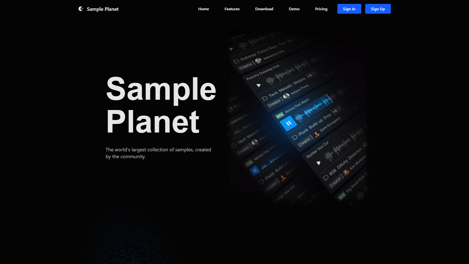 Sample Planet by Soundry — интерфейс нейросети Sample Planet by Soundry — интерфейс нейросети