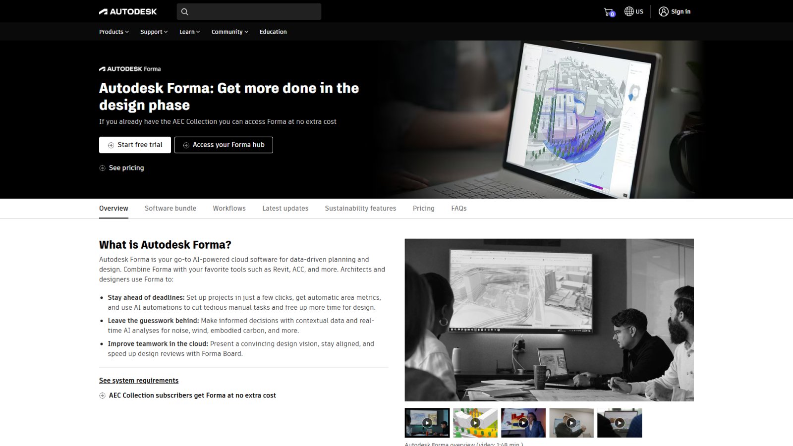 Autodesk Forma нейросеть Главная страница