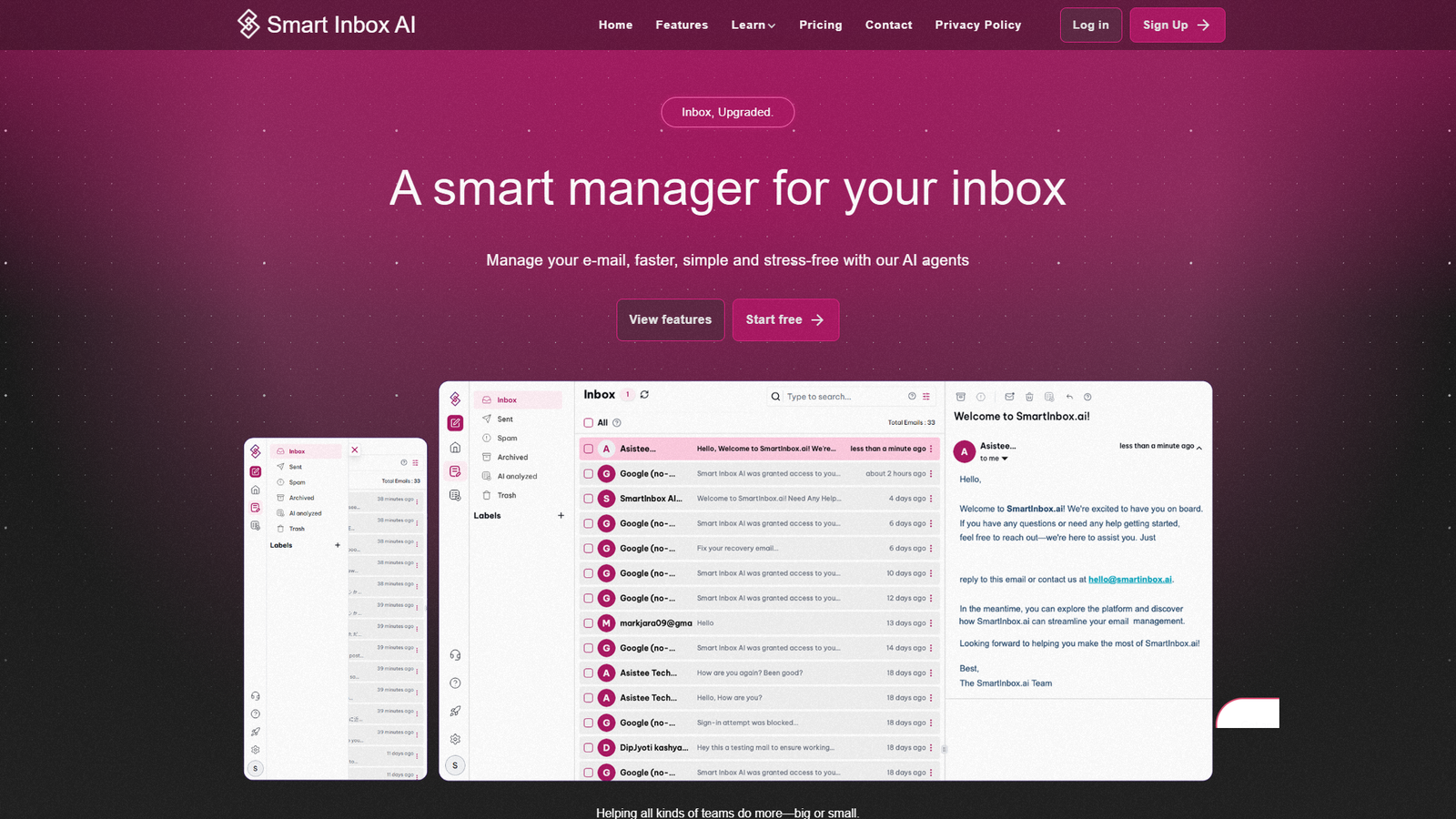 Smart Inbox — интерфейс нейросети Smart Inbox — интерфейс нейросети
