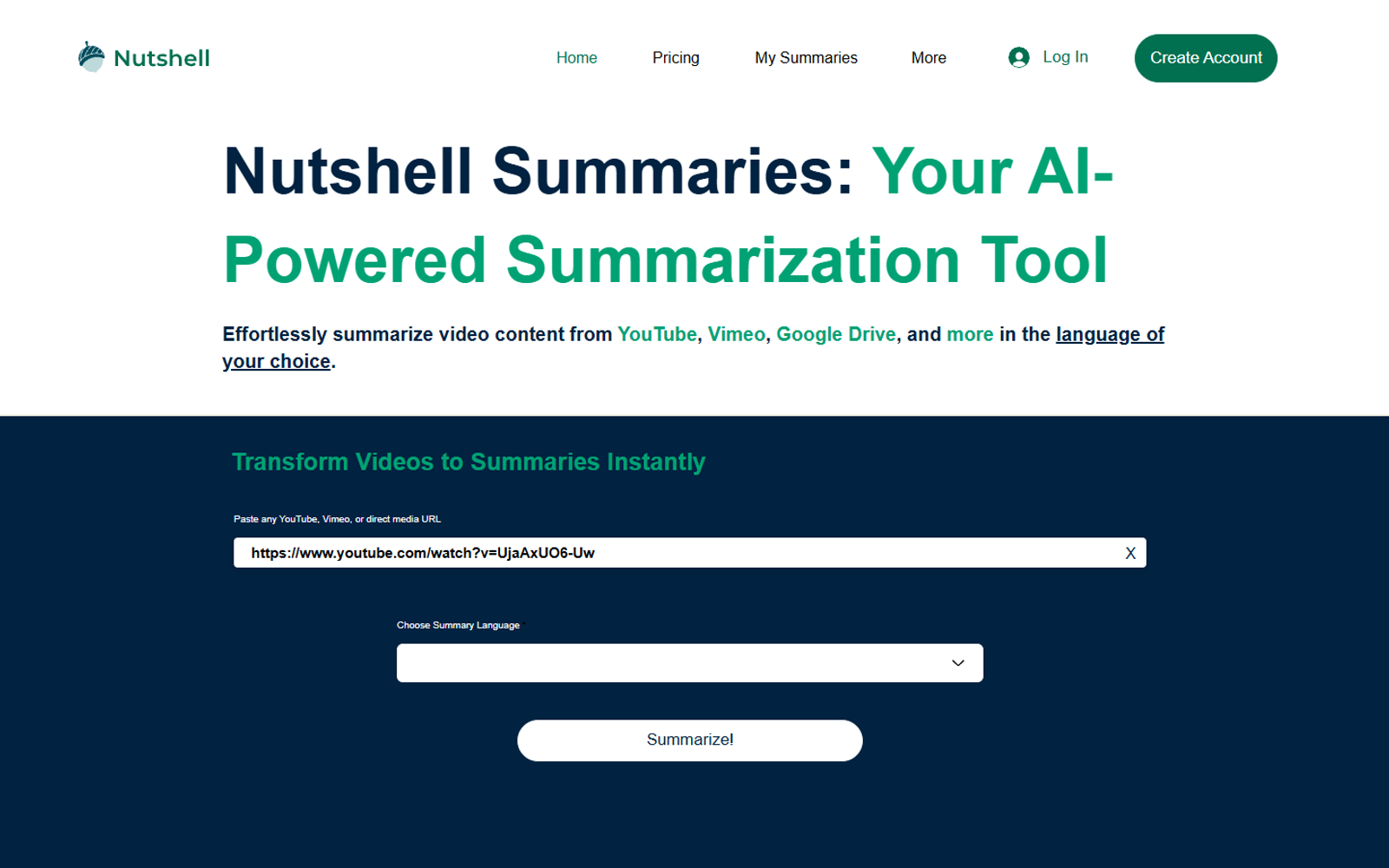 Nutshell Summaries — интерфейс нейросети Nutshell Summaries — интерфейс нейросети
