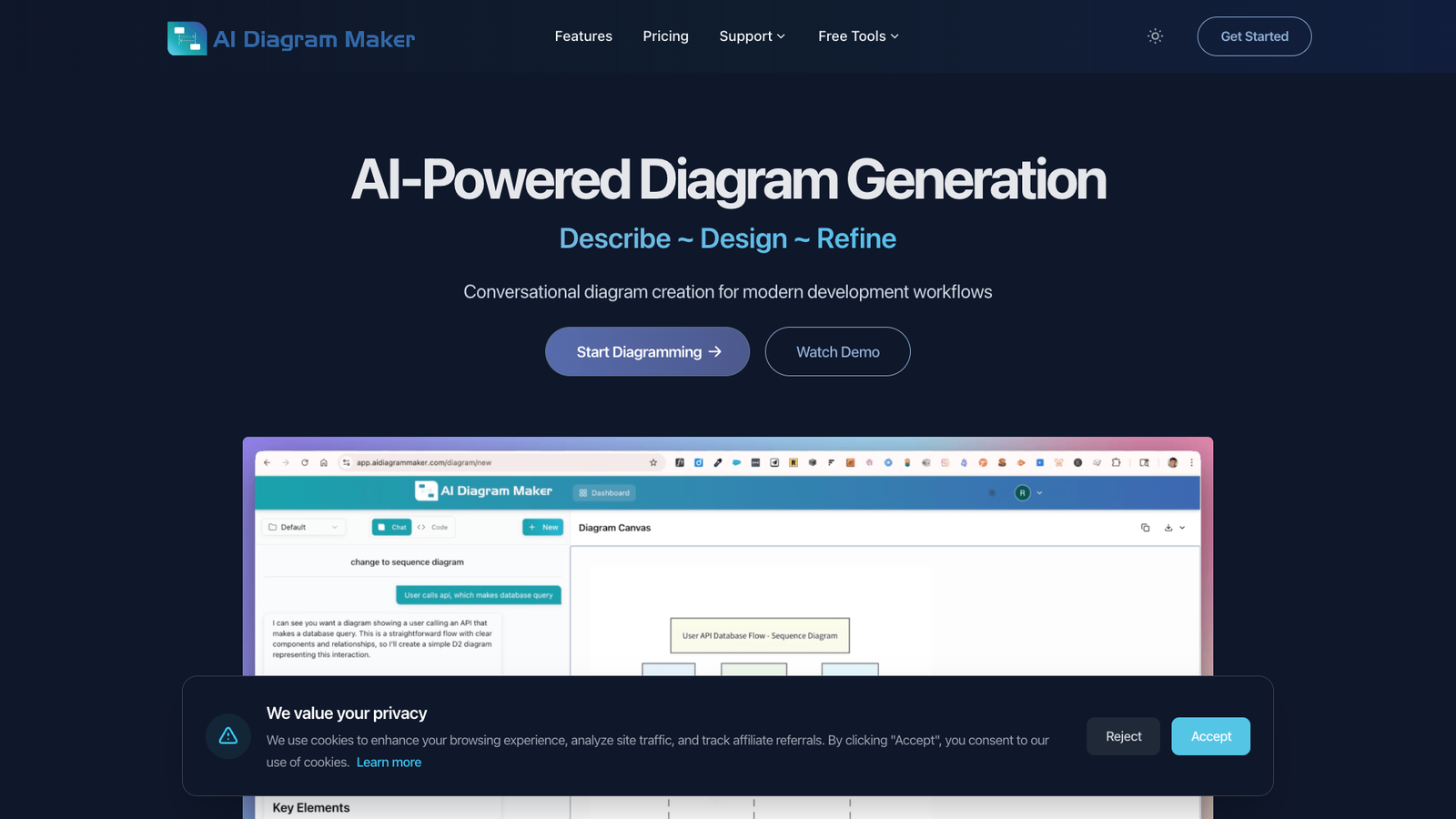 AI Diagram Maker — интерфейс нейросети