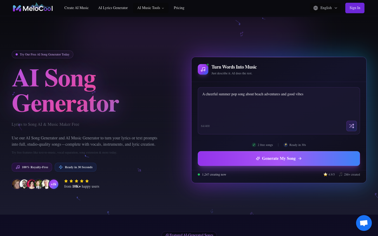 AI Song Generator — интерфейс нейросети AI Song Generator — интерфейс нейросети