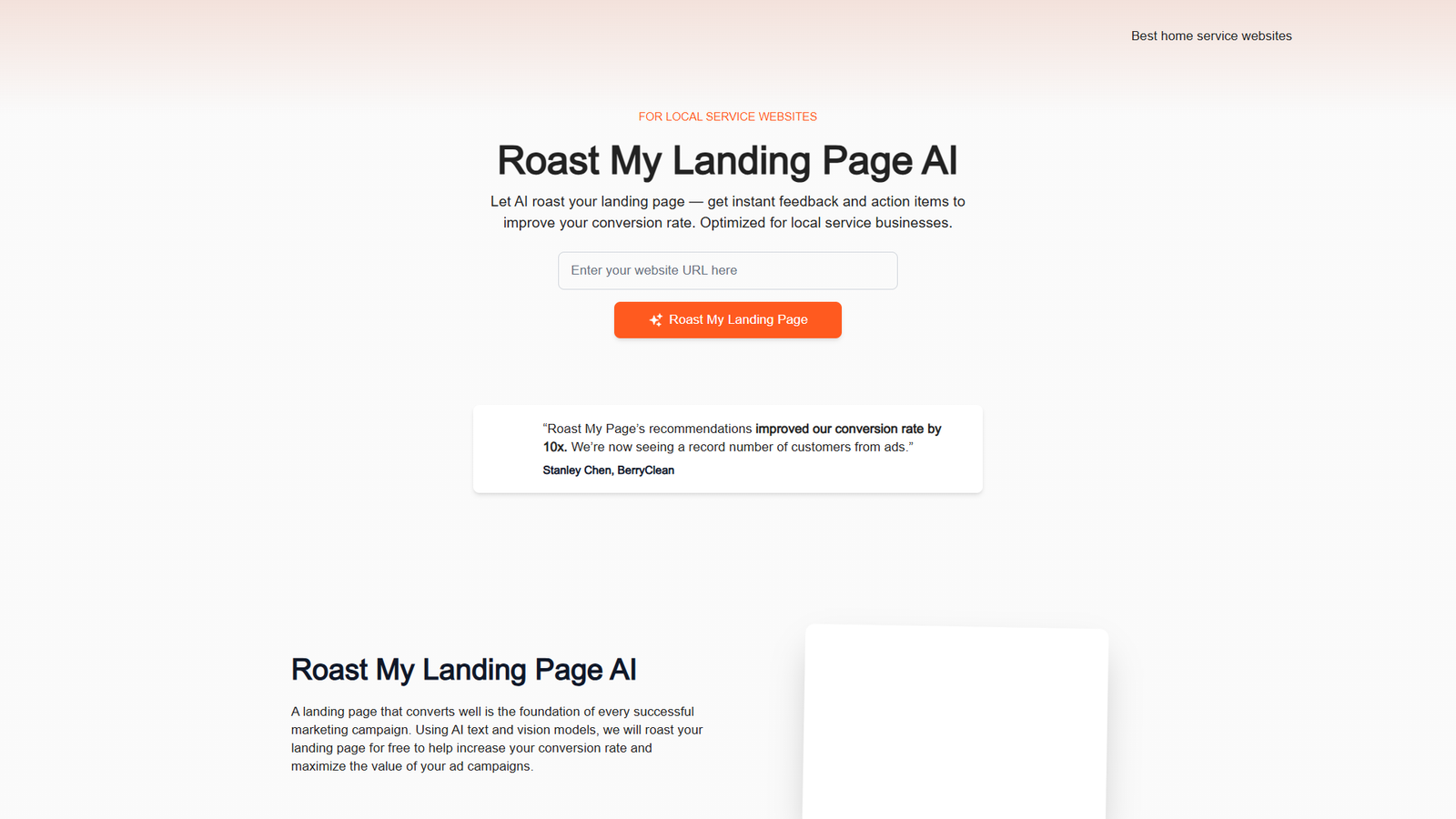 Roast My Landing Page AI — интерфейс нейросети Roast My Landing Page AI — интерфейс нейросети