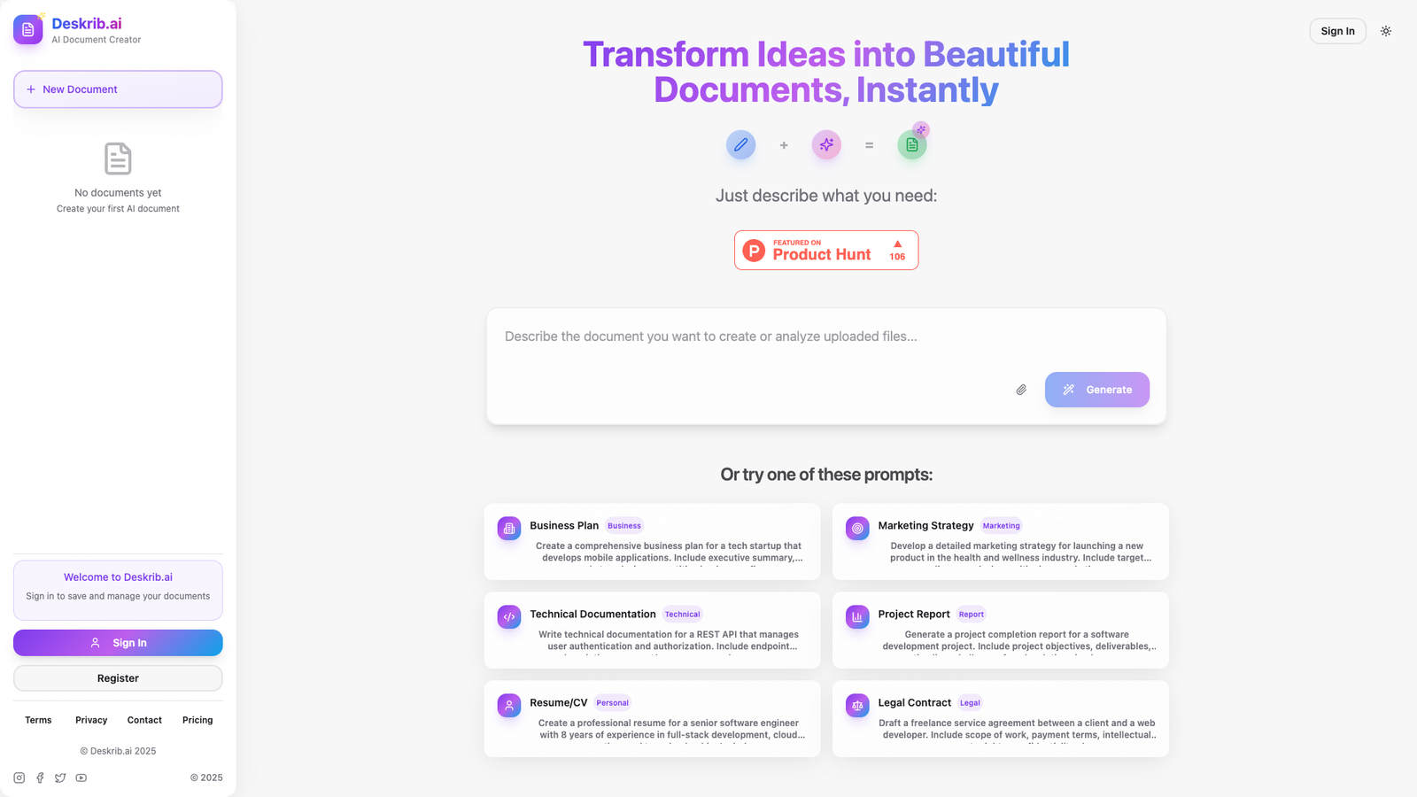 DeskribAI — интерфейс нейросети DeskribAI — интерфейс нейросети