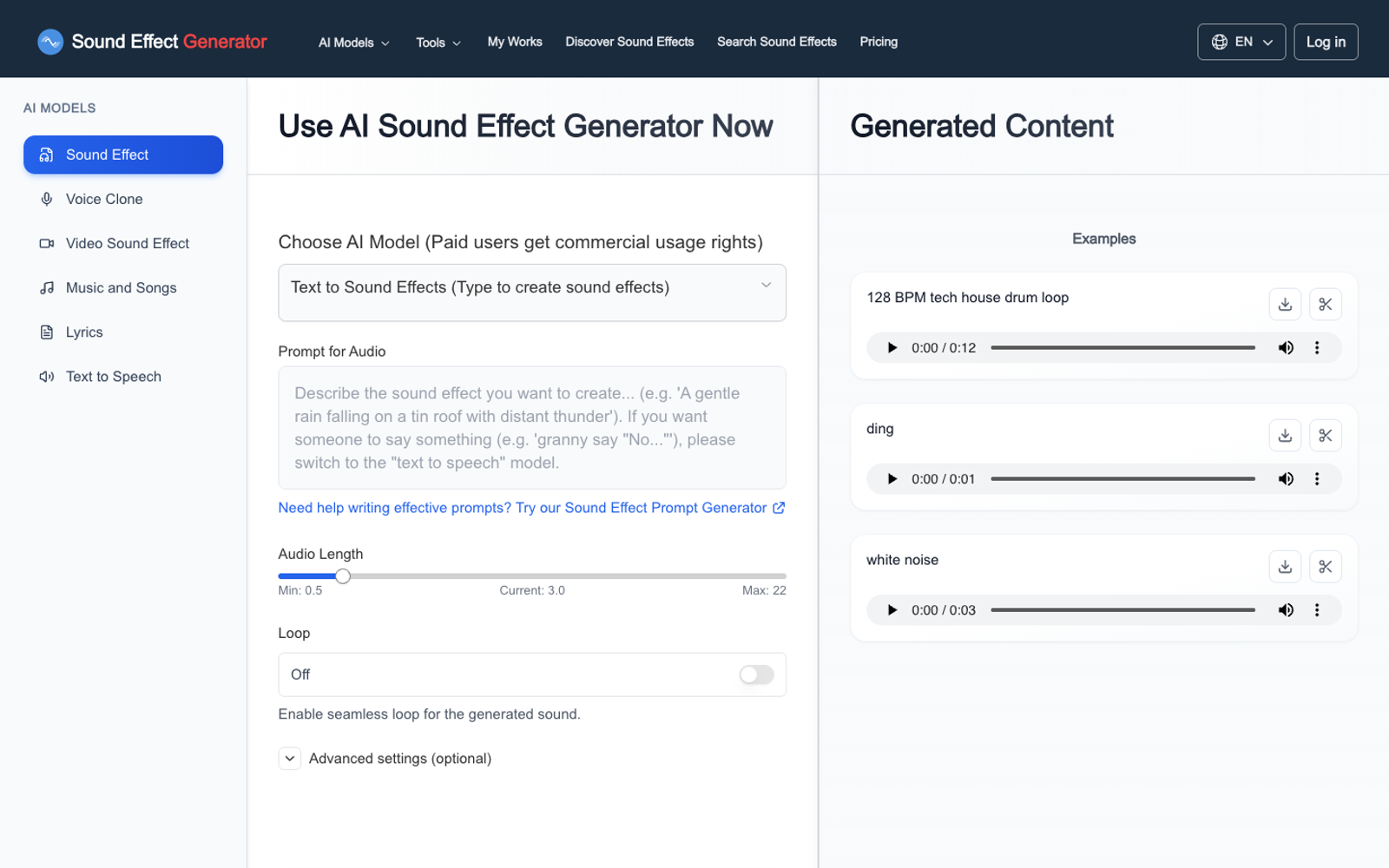 AI Sound Effect Generator — интерфейс нейросети AI Sound Effect Generator — интерфейс нейросети