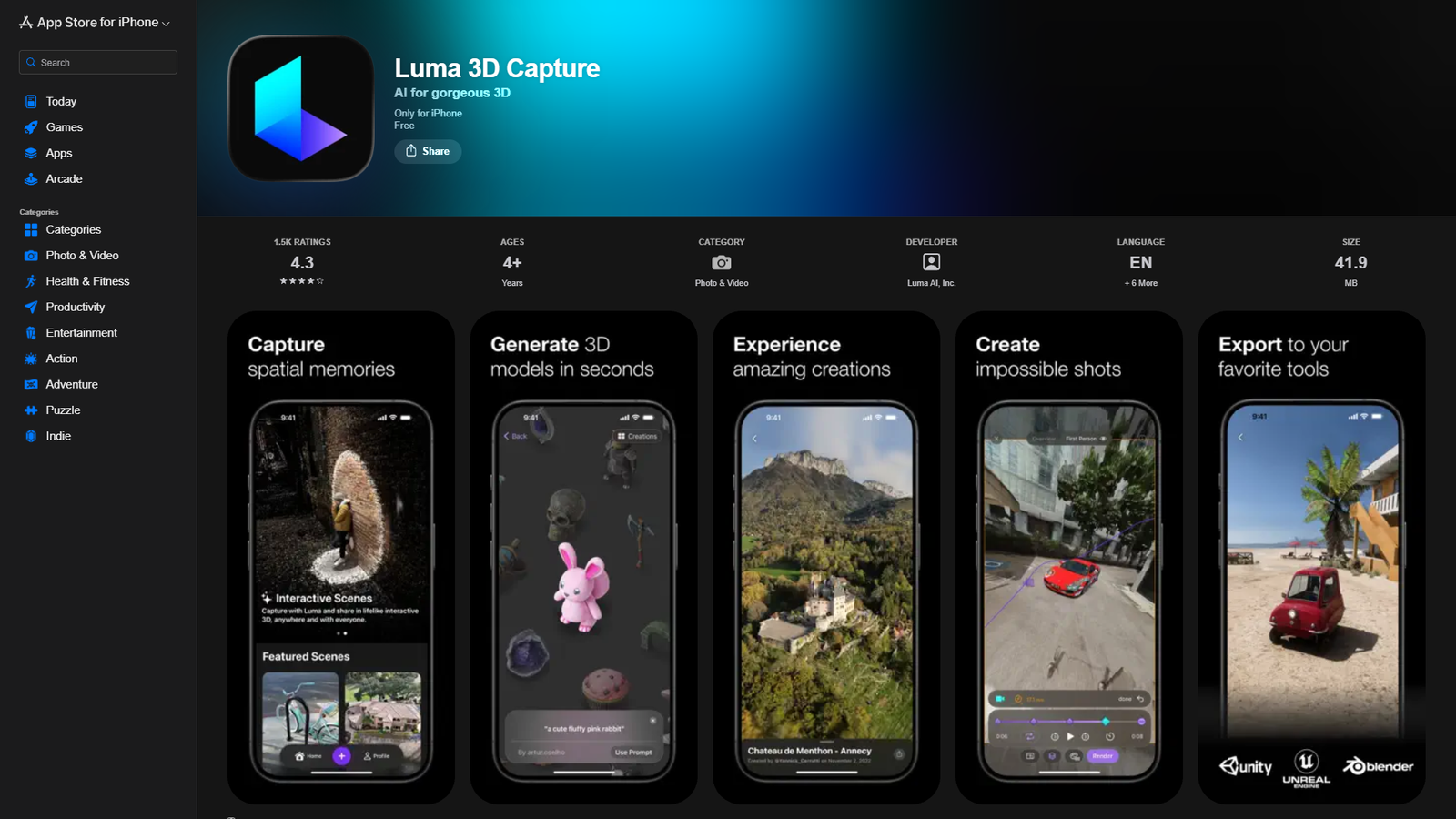 Luma 3D Capture — интерфейс нейросети Luma 3D Capture — интерфейс нейросети