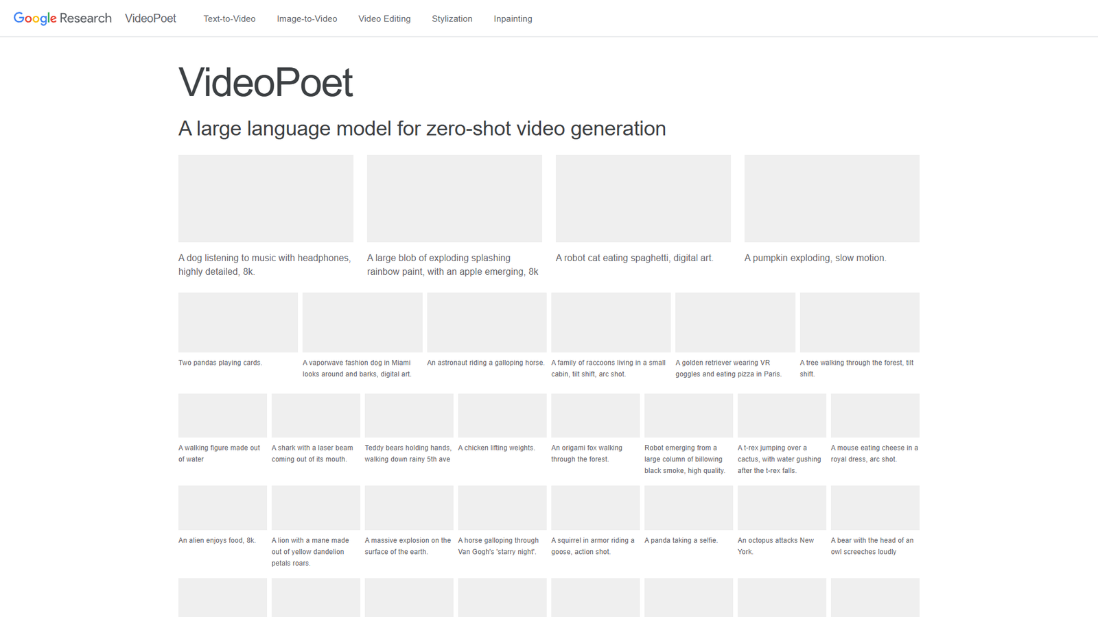 VideoPoet — интерфейс нейросети VideoPoet — интерфейс нейросети