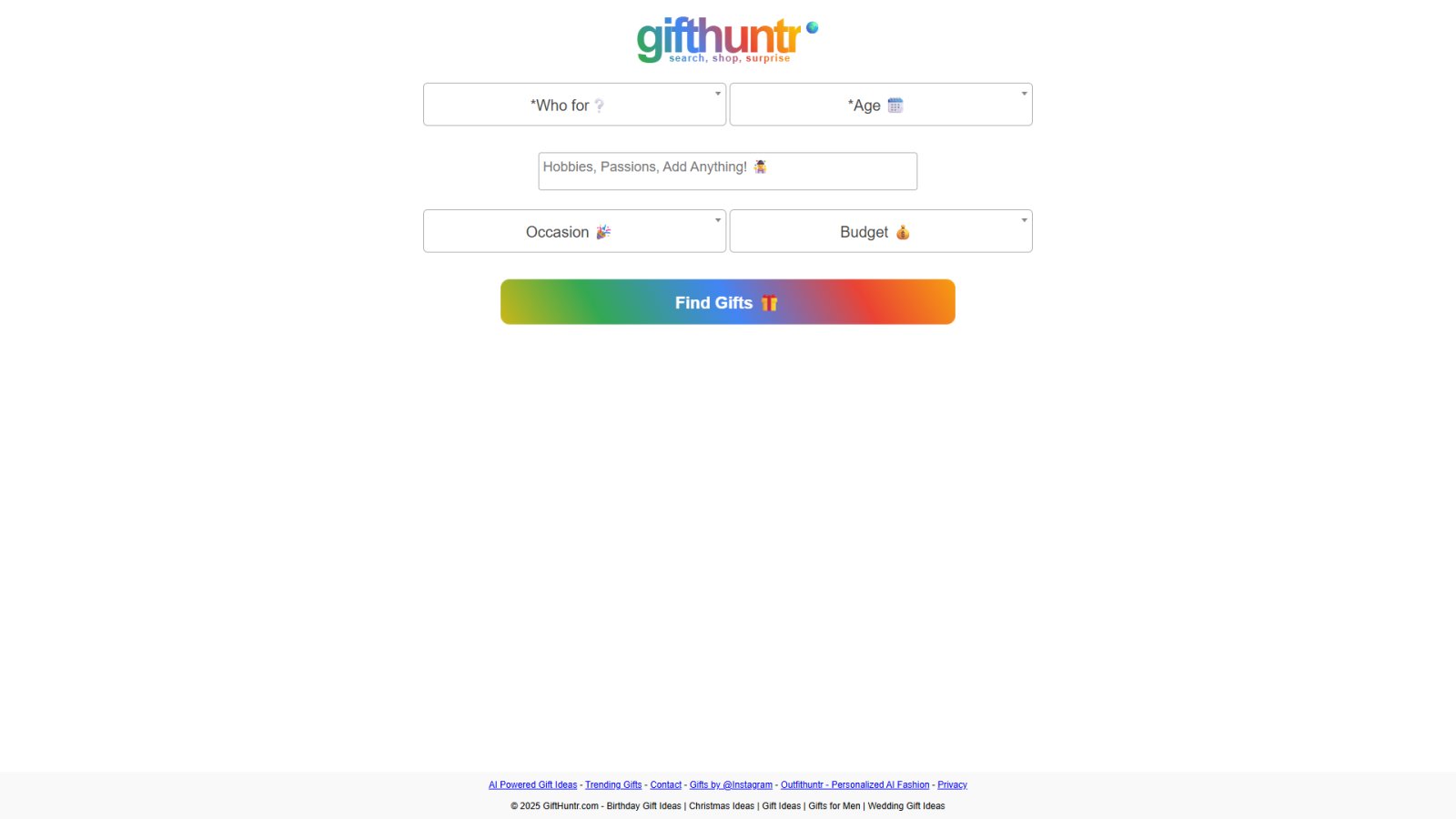 GiftHuntr нейросеть Главная страница