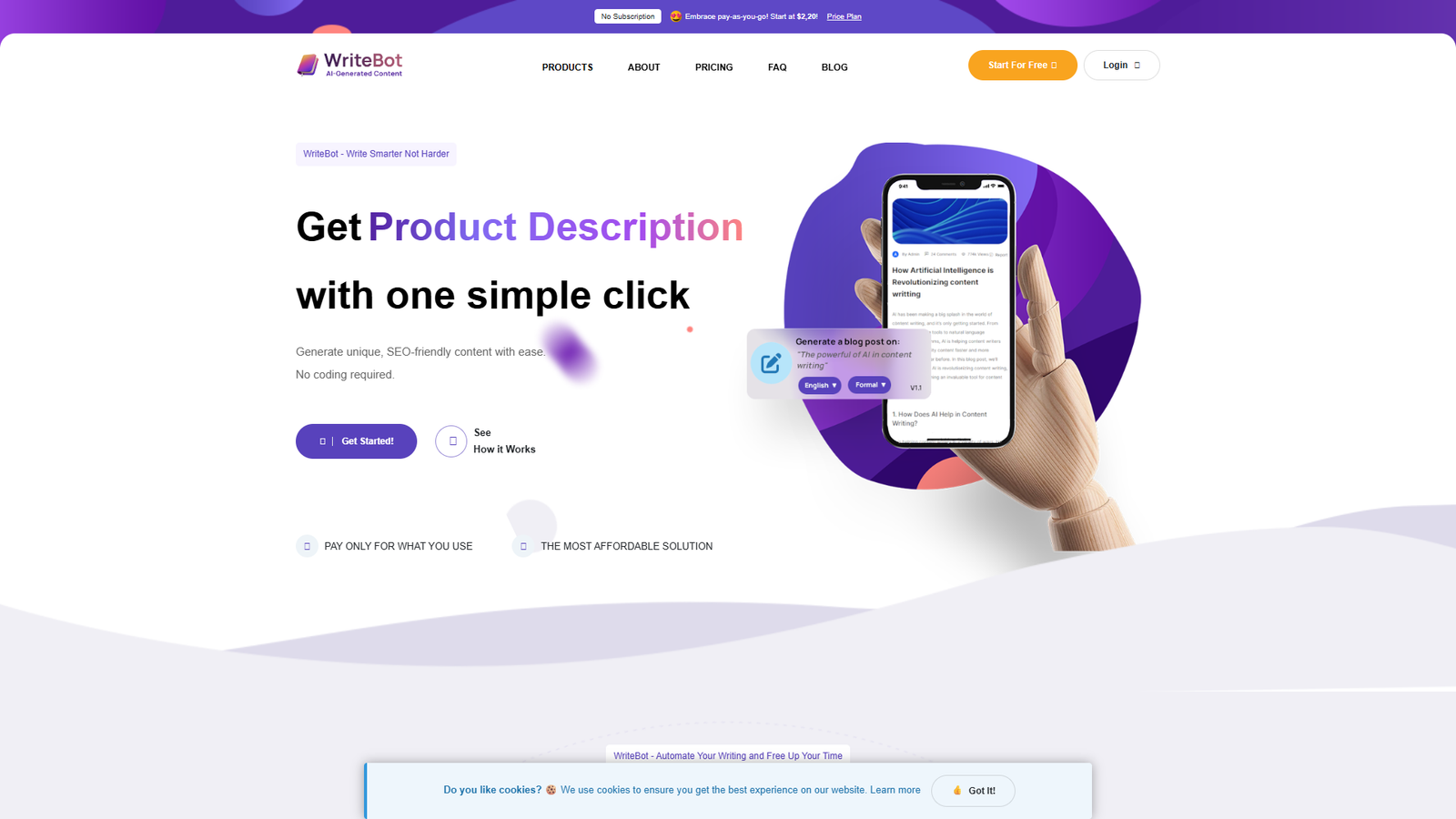 WriteBot — интерфейс нейросети WriteBot — интерфейс нейросети