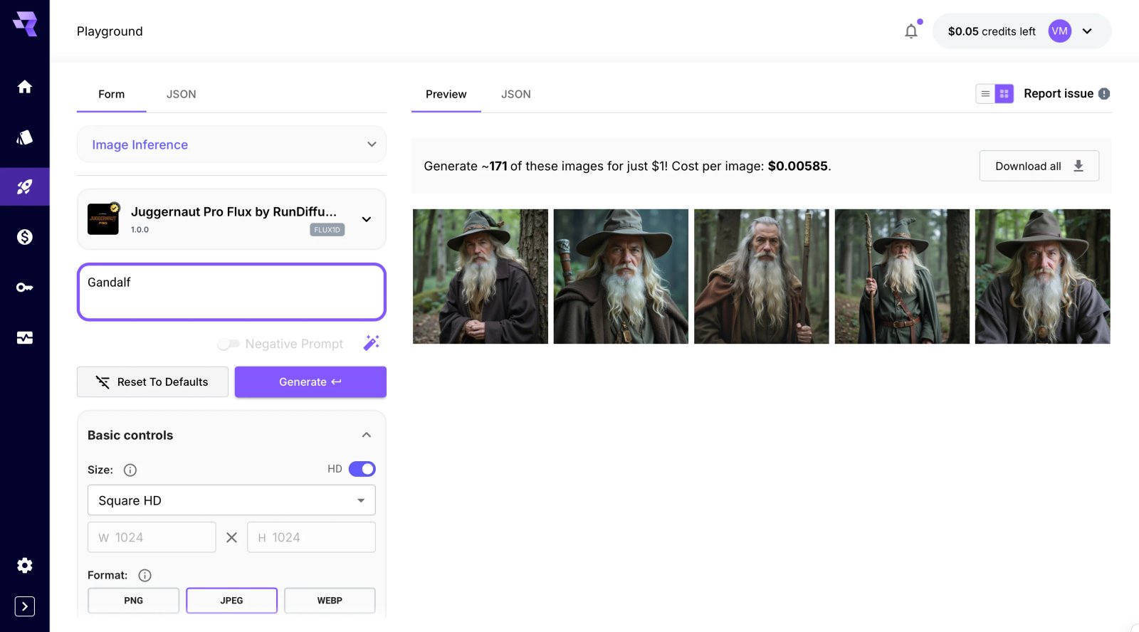 Runware (ранее Picfinder) Создание изображения