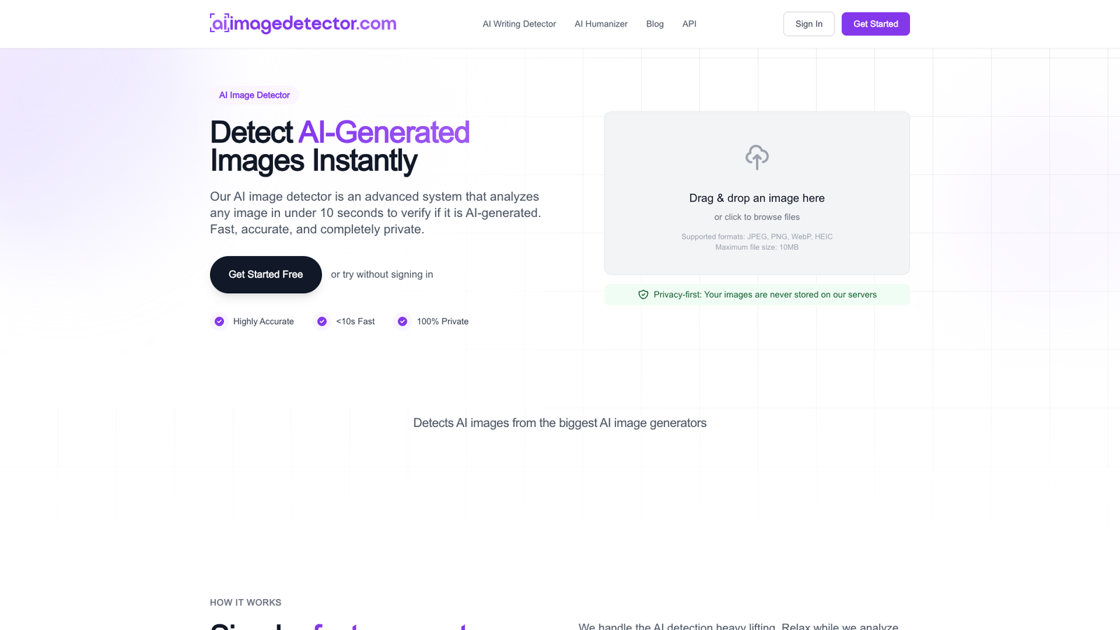 AI Image Detector — интерфейс нейросети
