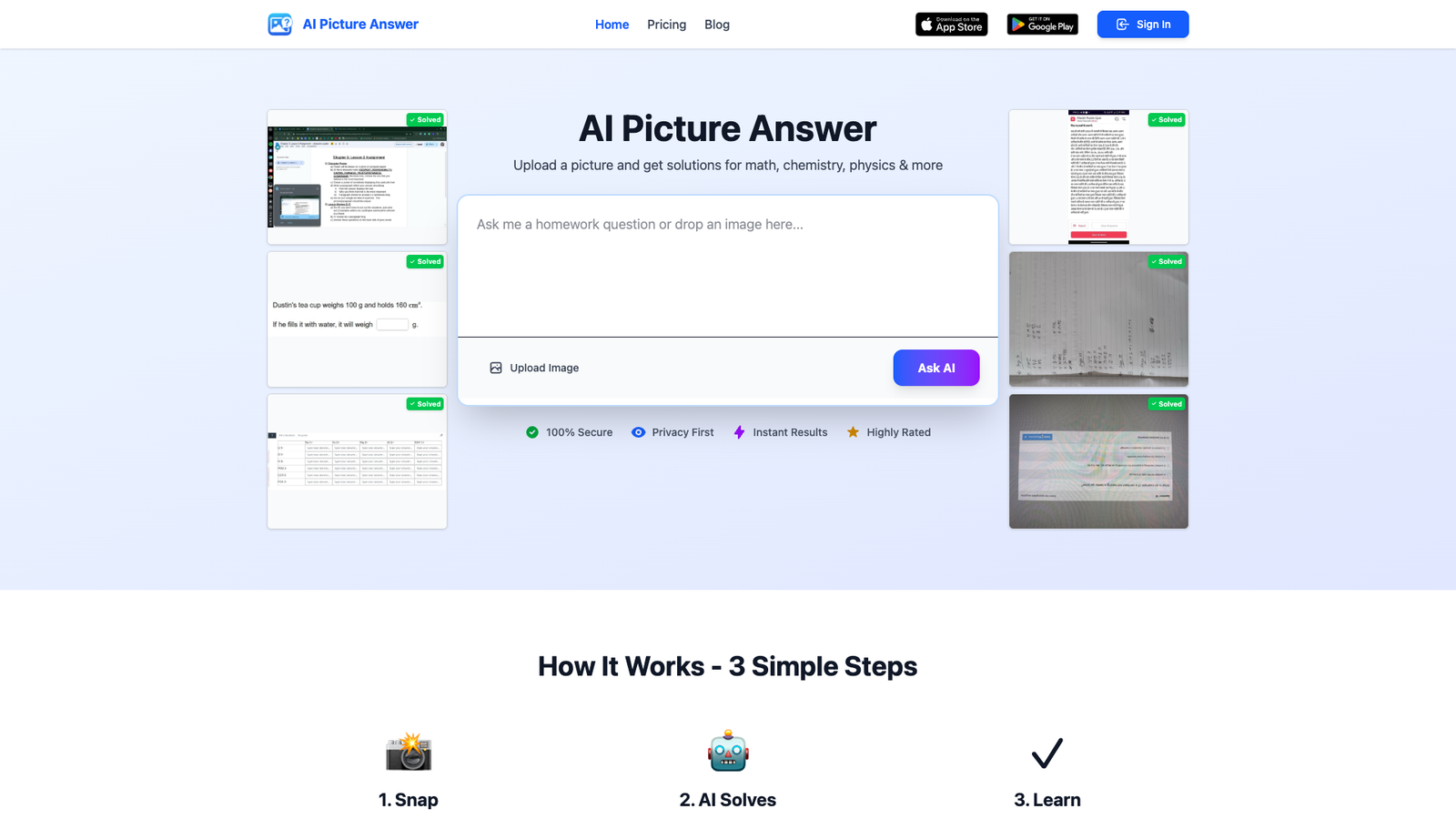 AI Picture Answer — интерфейс нейросети