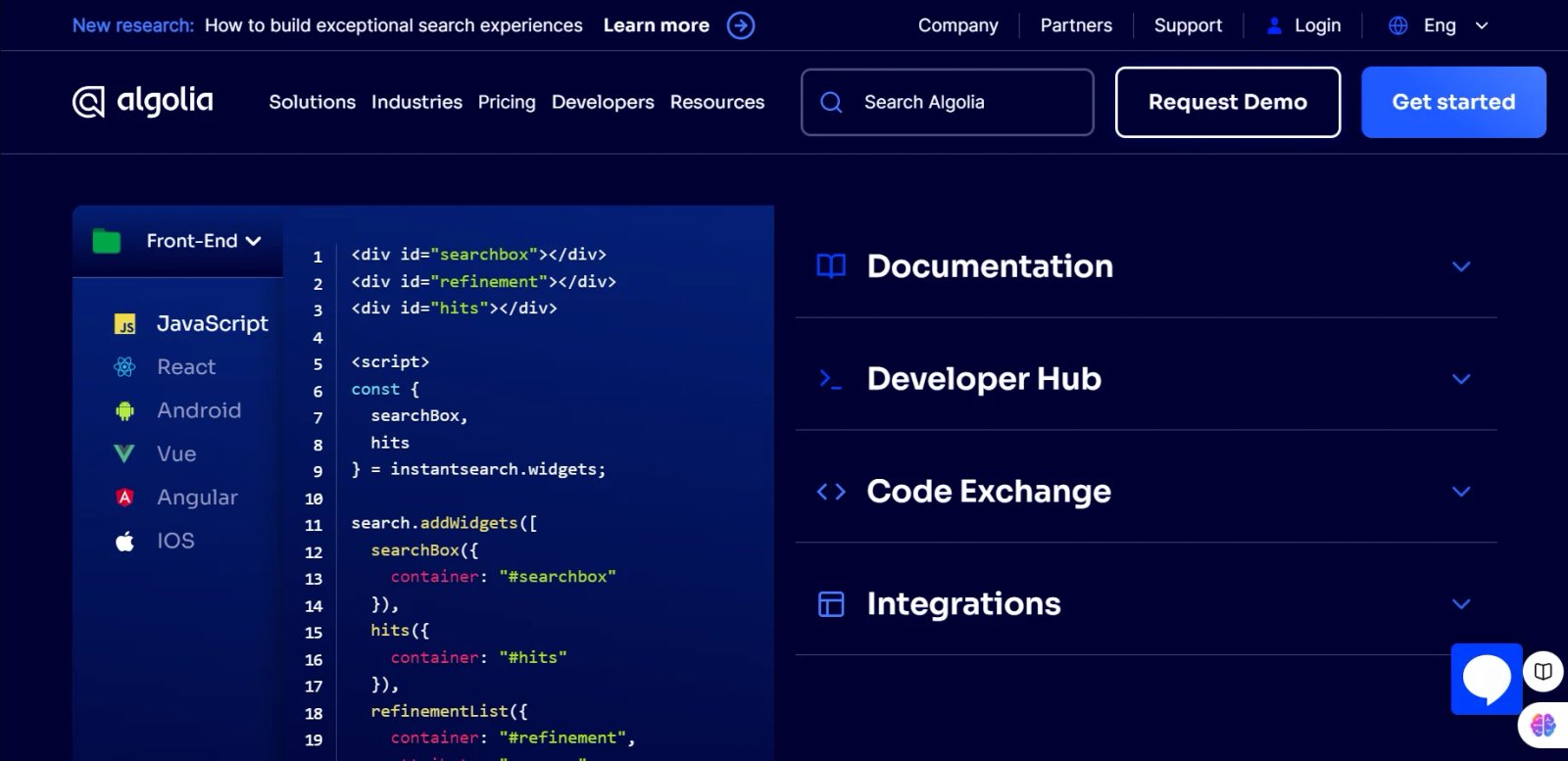 Algolia Home