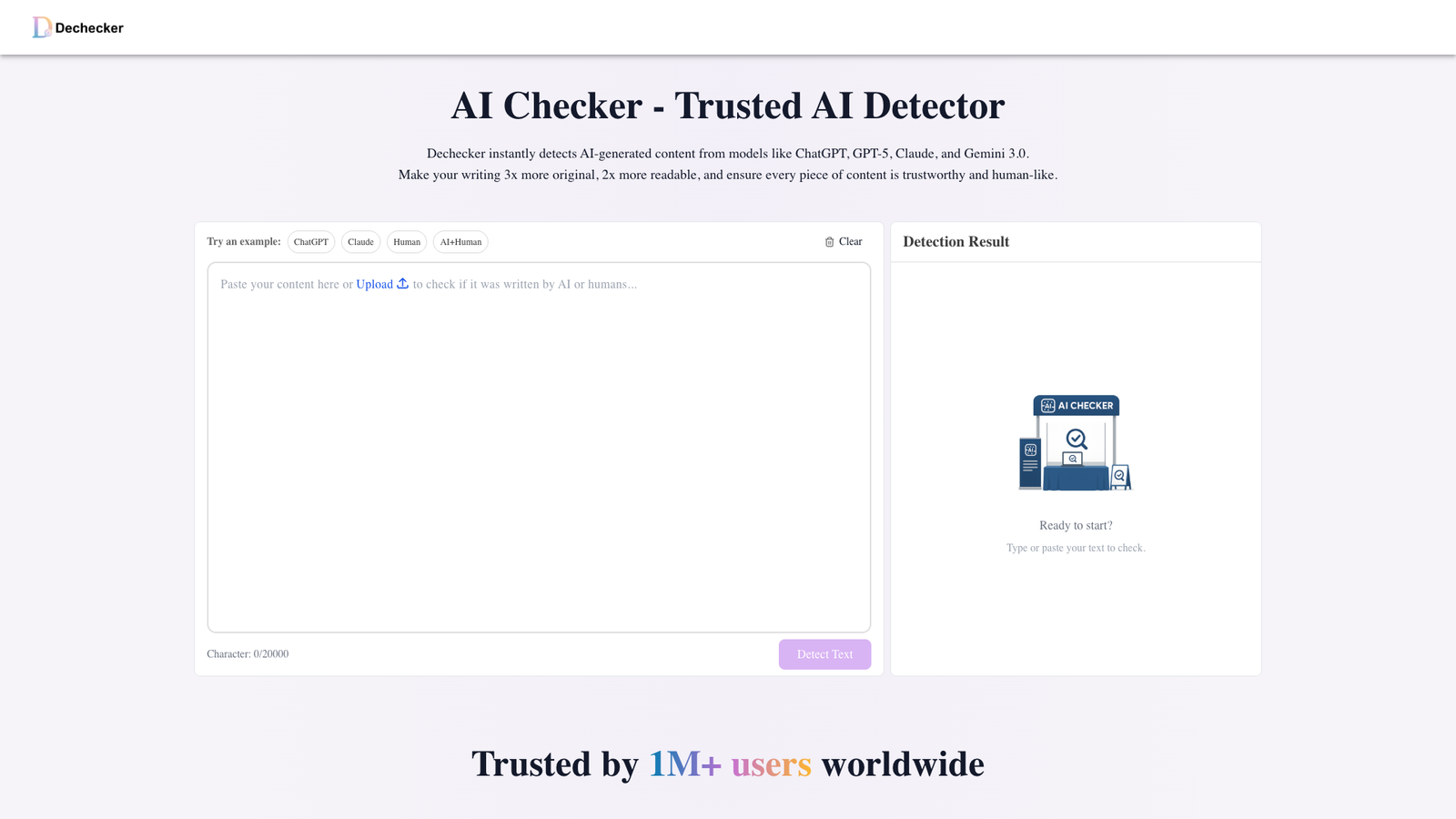 Dechecker AI Checker — интерфейс нейросети Dechecker AI Checker — интерфейс нейросети