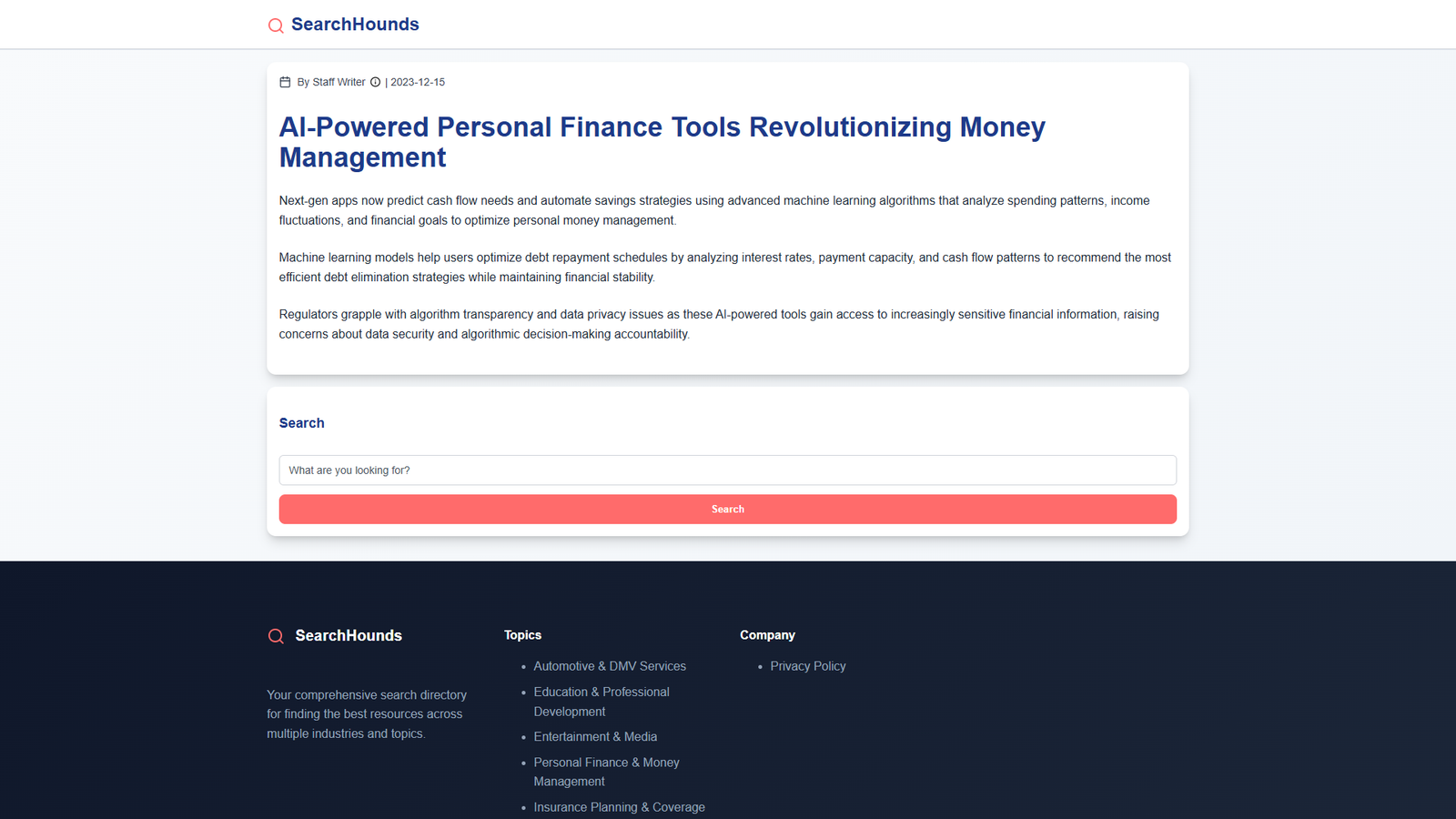 SearchHounds — интерфейс нейросети SearchHounds — интерфейс нейросети