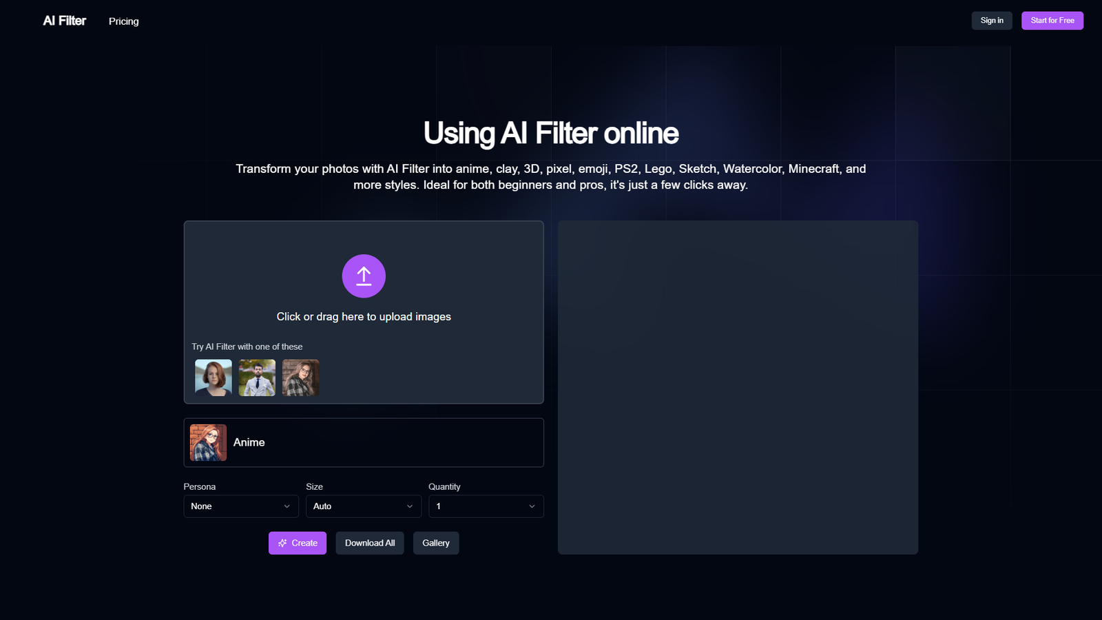 AI Filter — интерфейс нейросети AI Filter — интерфейс нейросети
