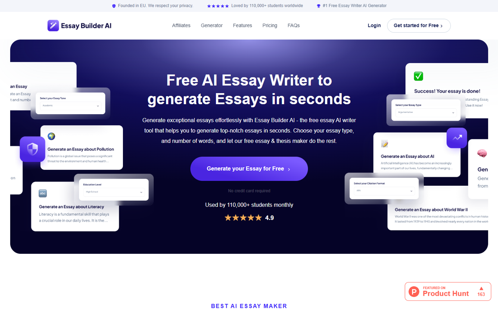 Essay Builder AI — интерфейс нейросети Essay Builder AI — интерфейс нейросети