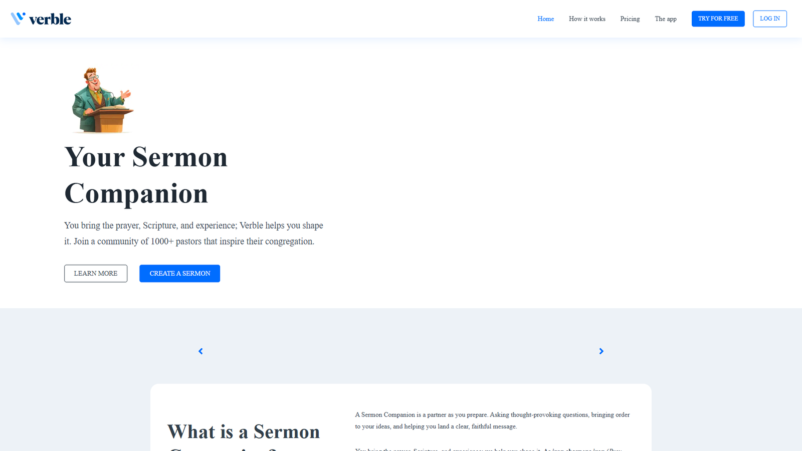 Verble Your Sermon Companion — интерфейс нейросети Verble Your Sermon Companion — интерфейс нейросети