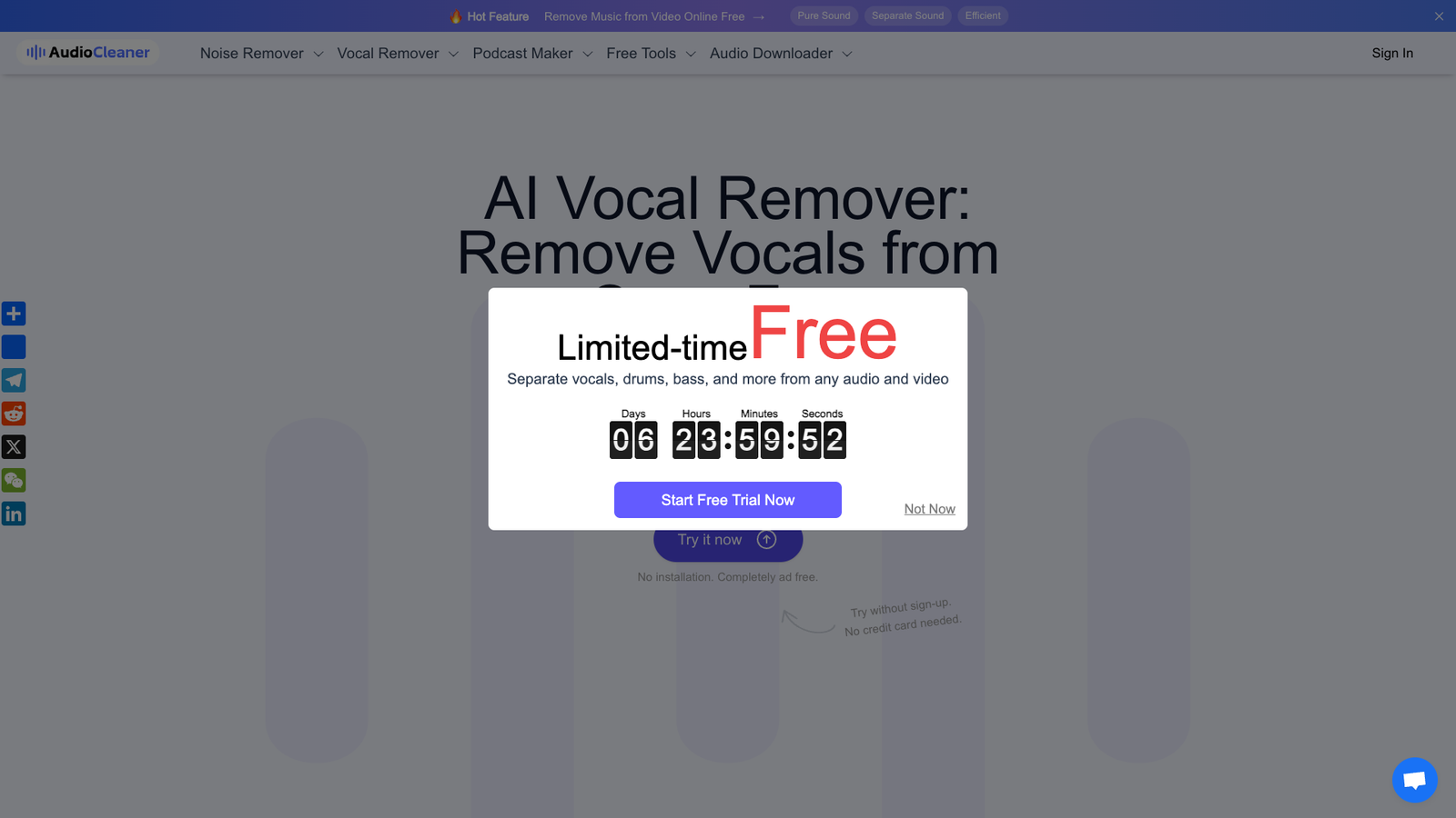 AudioCleaner AI Vocal Remover — интерфейс нейросети